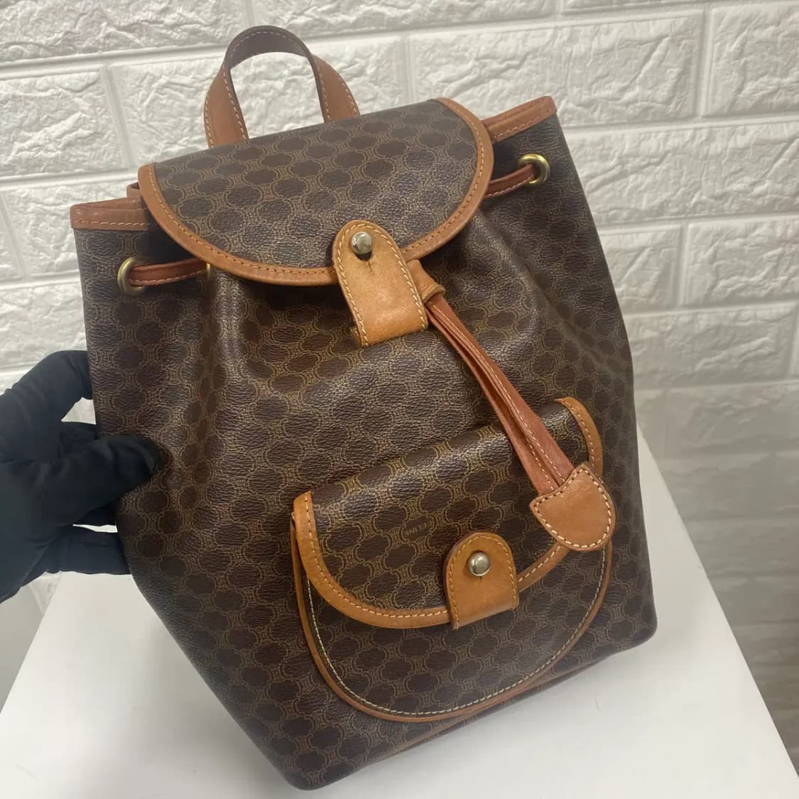 CELINE / 빈티지 셀린느 브라운 마카담 백팩 상품이미지5