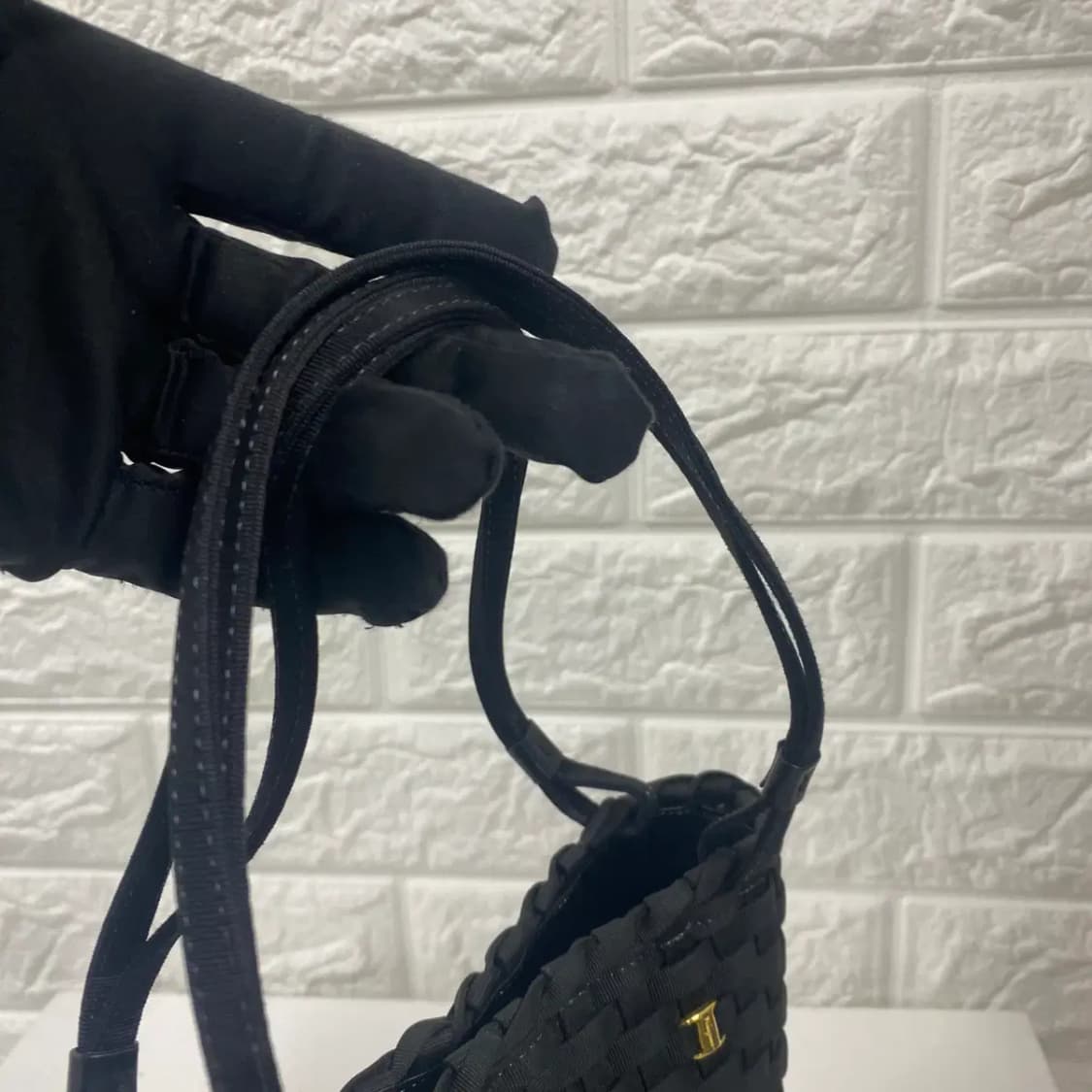 FERRAGAMO/ 빈티지 살바토레 페라가모 다크네이비 우븐 미니 핸들백 상품이미지7