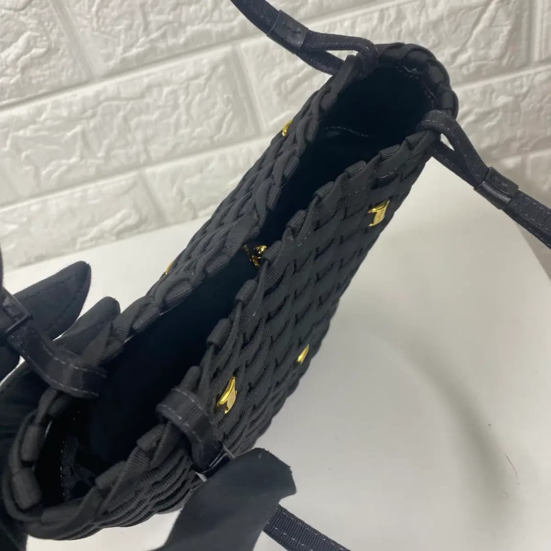 FERRAGAMO/ 빈티지 살바토레 페라가모 다크네이비 우븐 미니 핸들백 상품이미지8