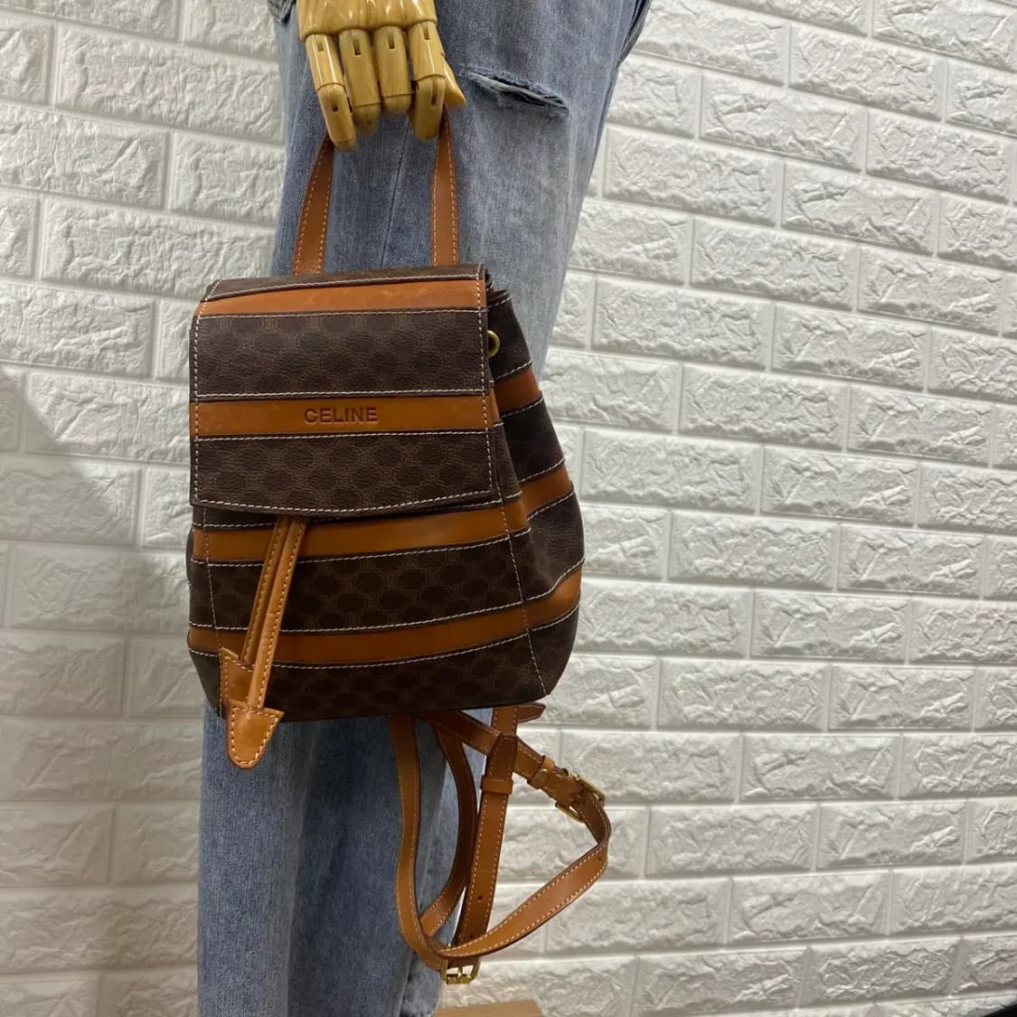 CELINE / 빈티지 셀린느 브라운 마카담 블라종 미니 백팩 상품이미지3