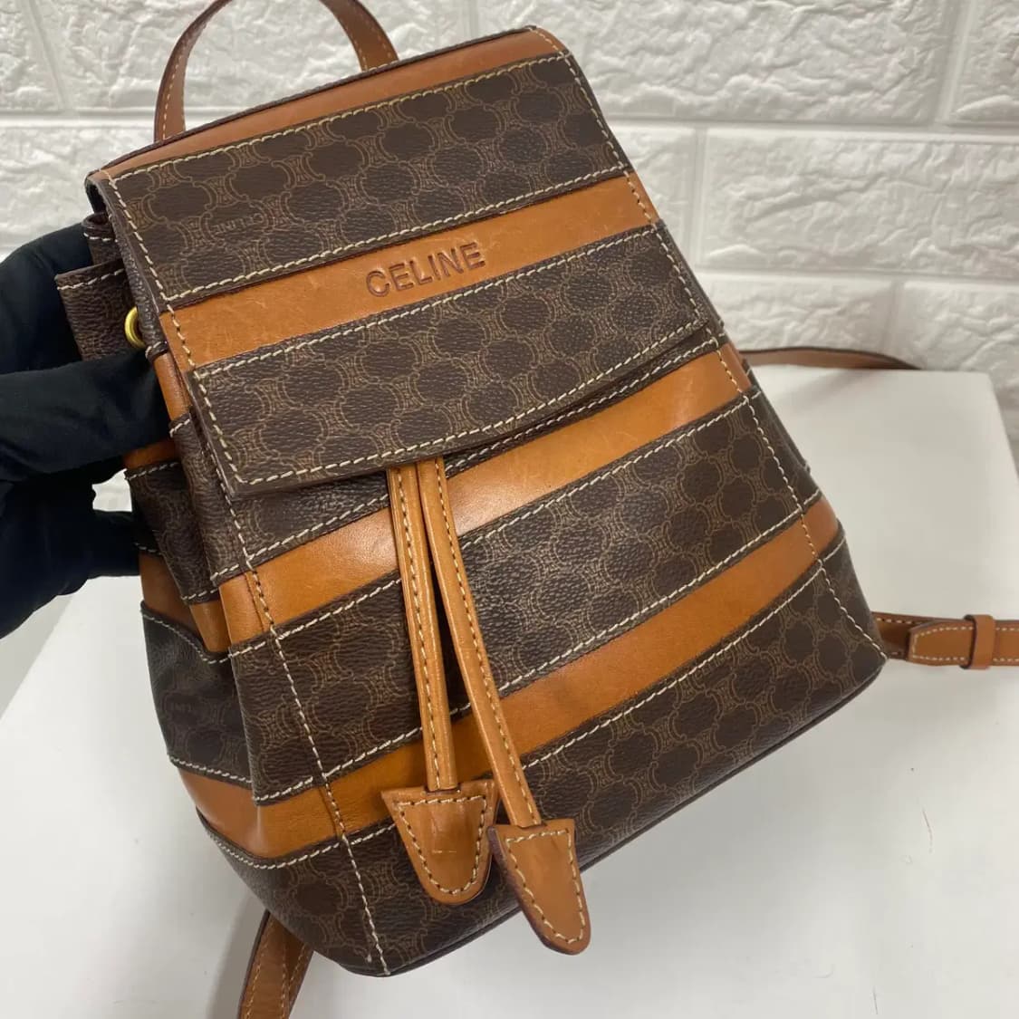 CELINE / 빈티지 셀린느 브라운 마카담 블라종 미니 백팩 상품이미지4