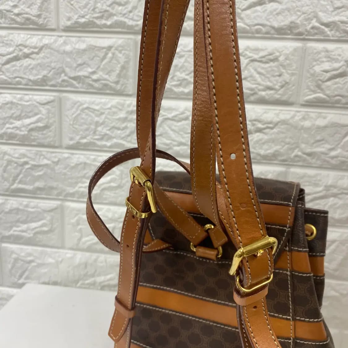 CELINE / 빈티지 셀린느 브라운 마카담 블라종 미니 백팩 상품이미지8