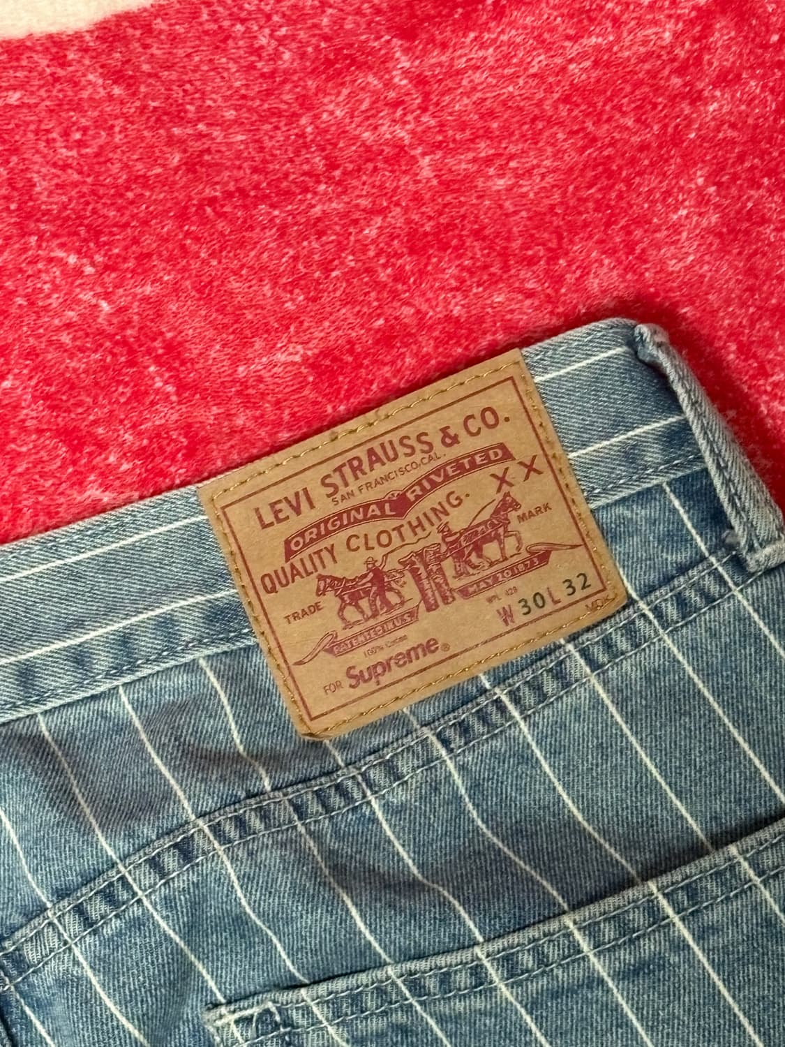 [30] 슈프림 리바이스 18ss 핀스트라이프 550 블루 상품이미지3