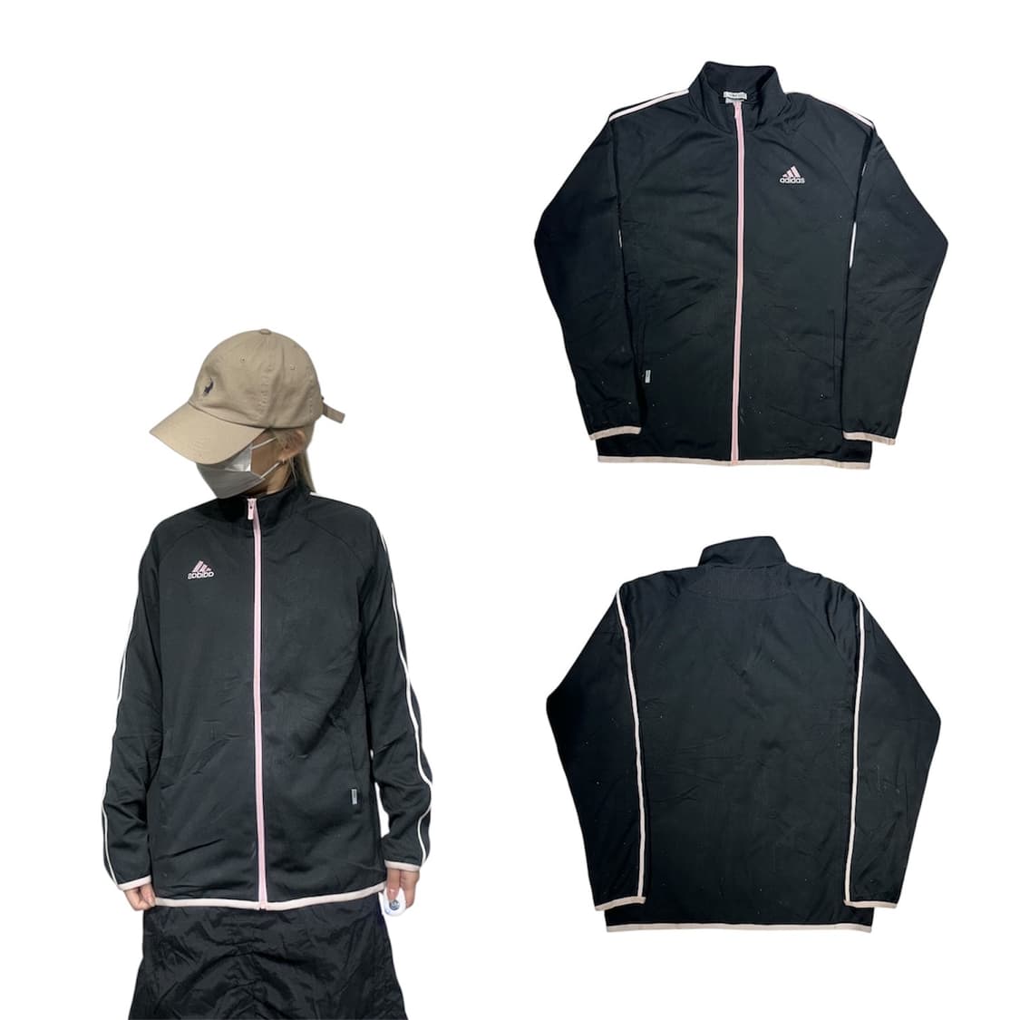 아디다스 블랙 핑크 사이드 라인 트랙탑 져지 L 상품이미지1