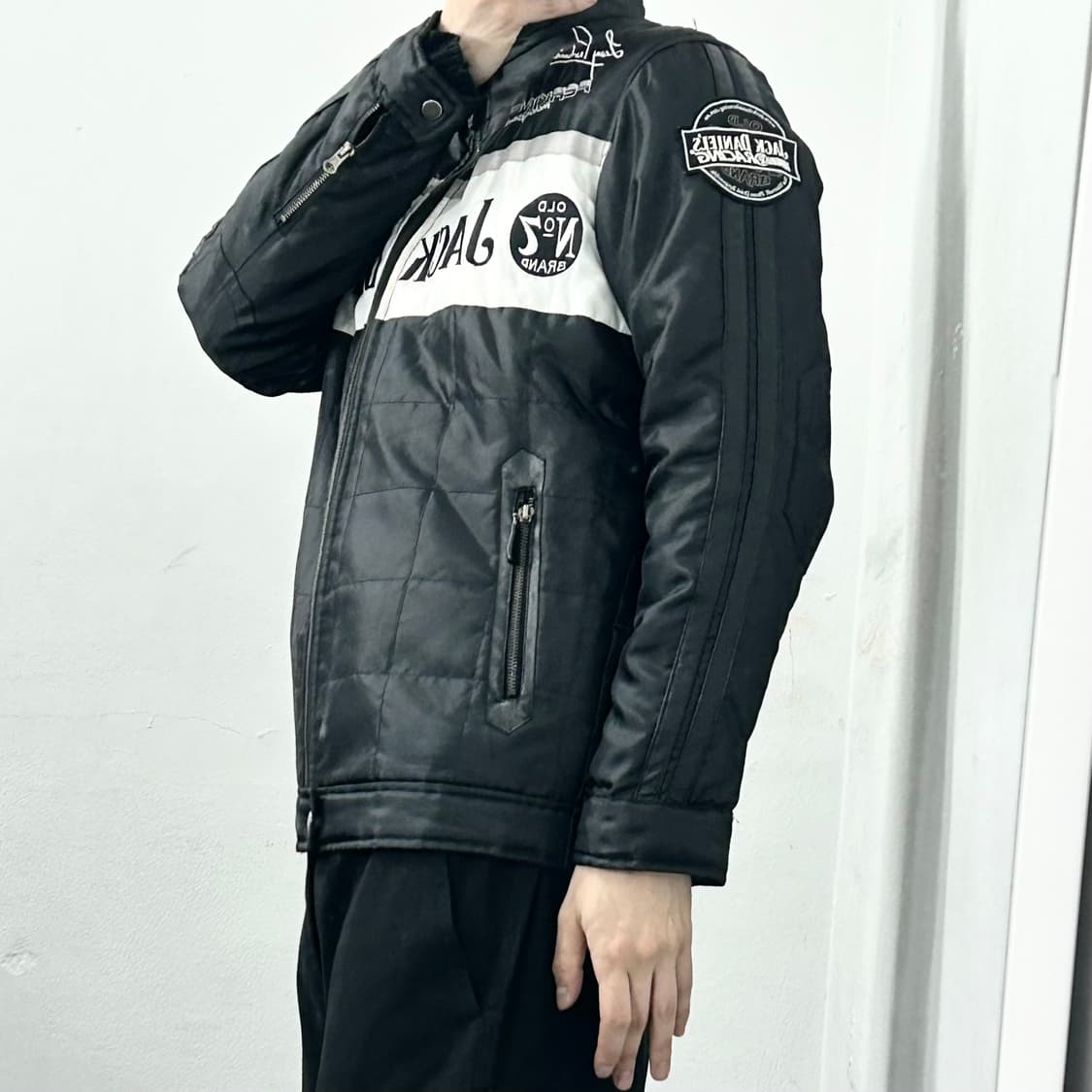 잭다니엘 퀼티드 레이싱 바이커 자켓 상품이미지4