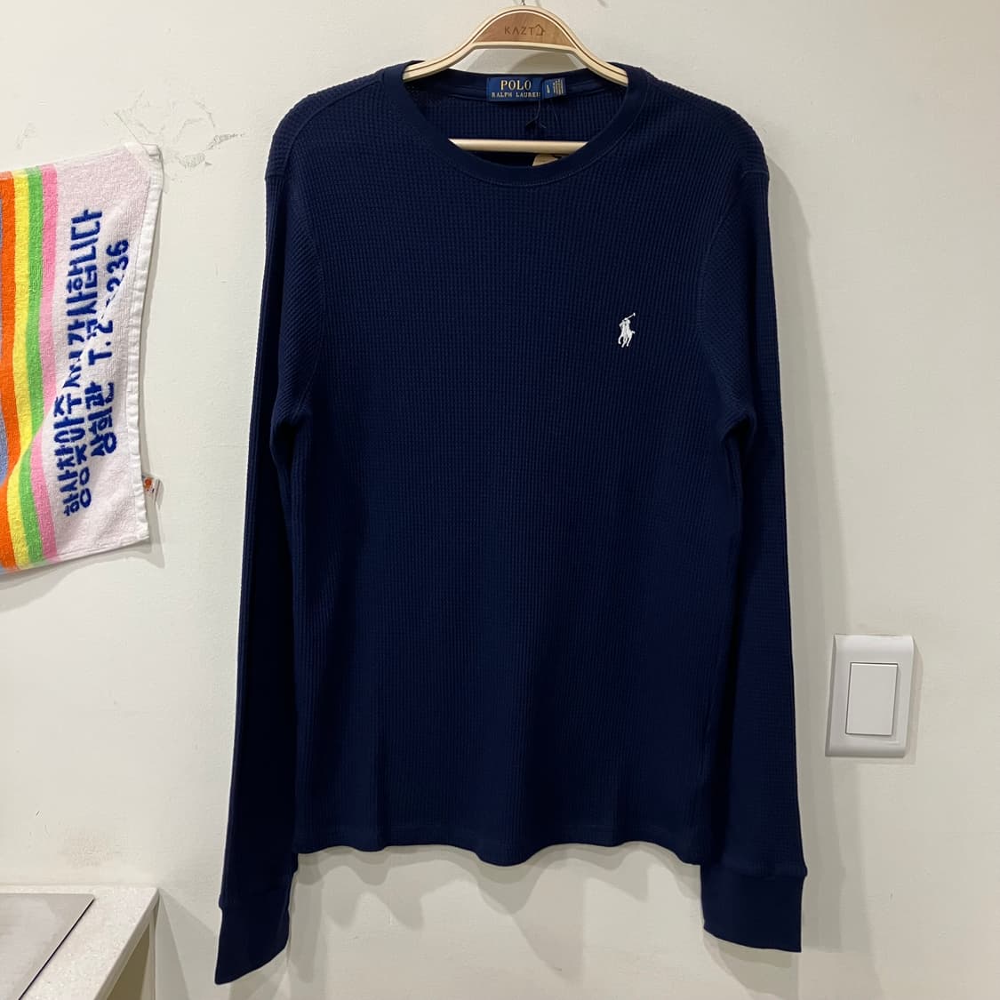 378 폴로 와플 롱슬리브 네이비 상품이미지1