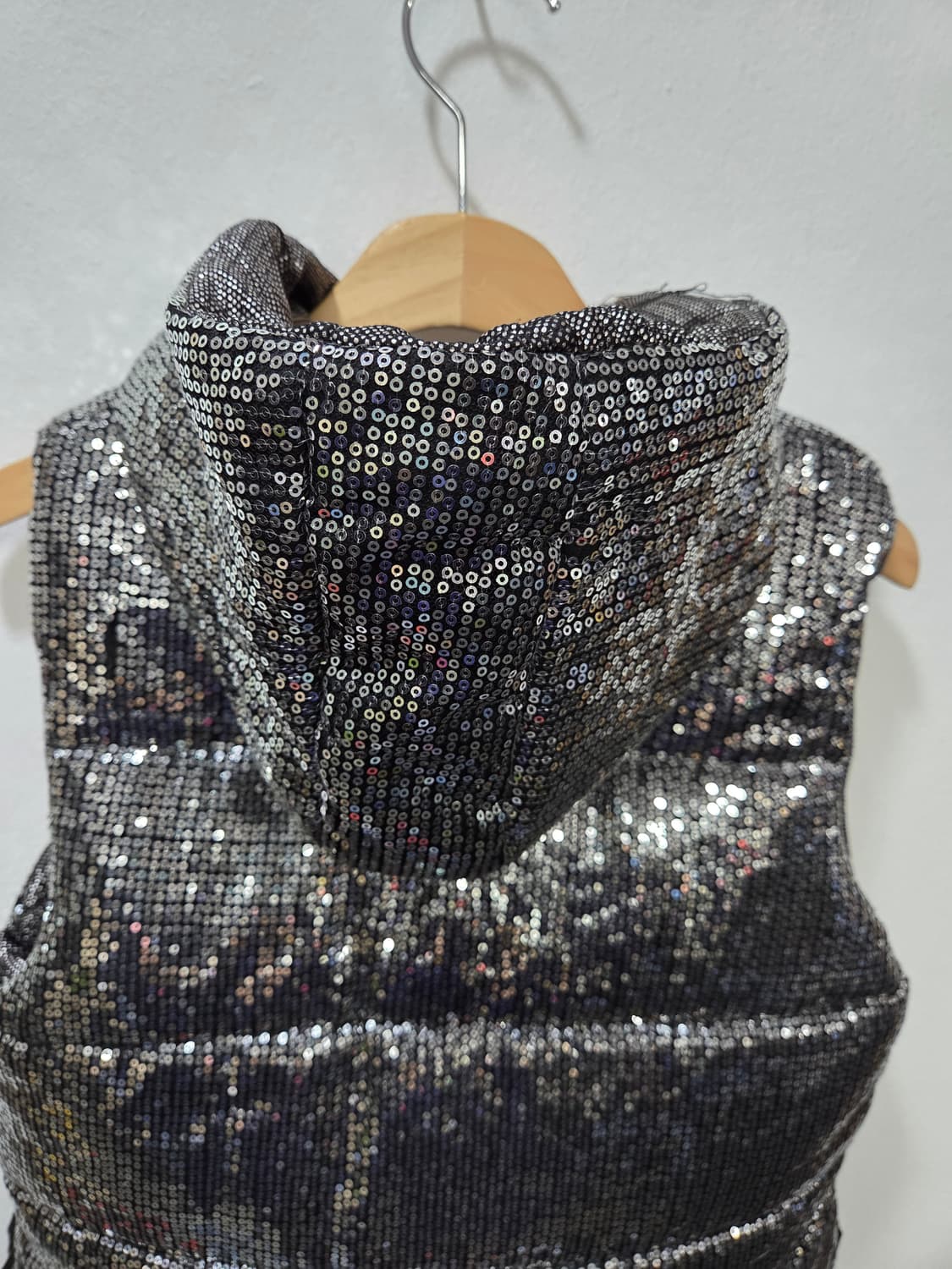 블링블링 스팽글 후드 베스트 폴리패딩  Y2K  펑크룩 상품이미지6