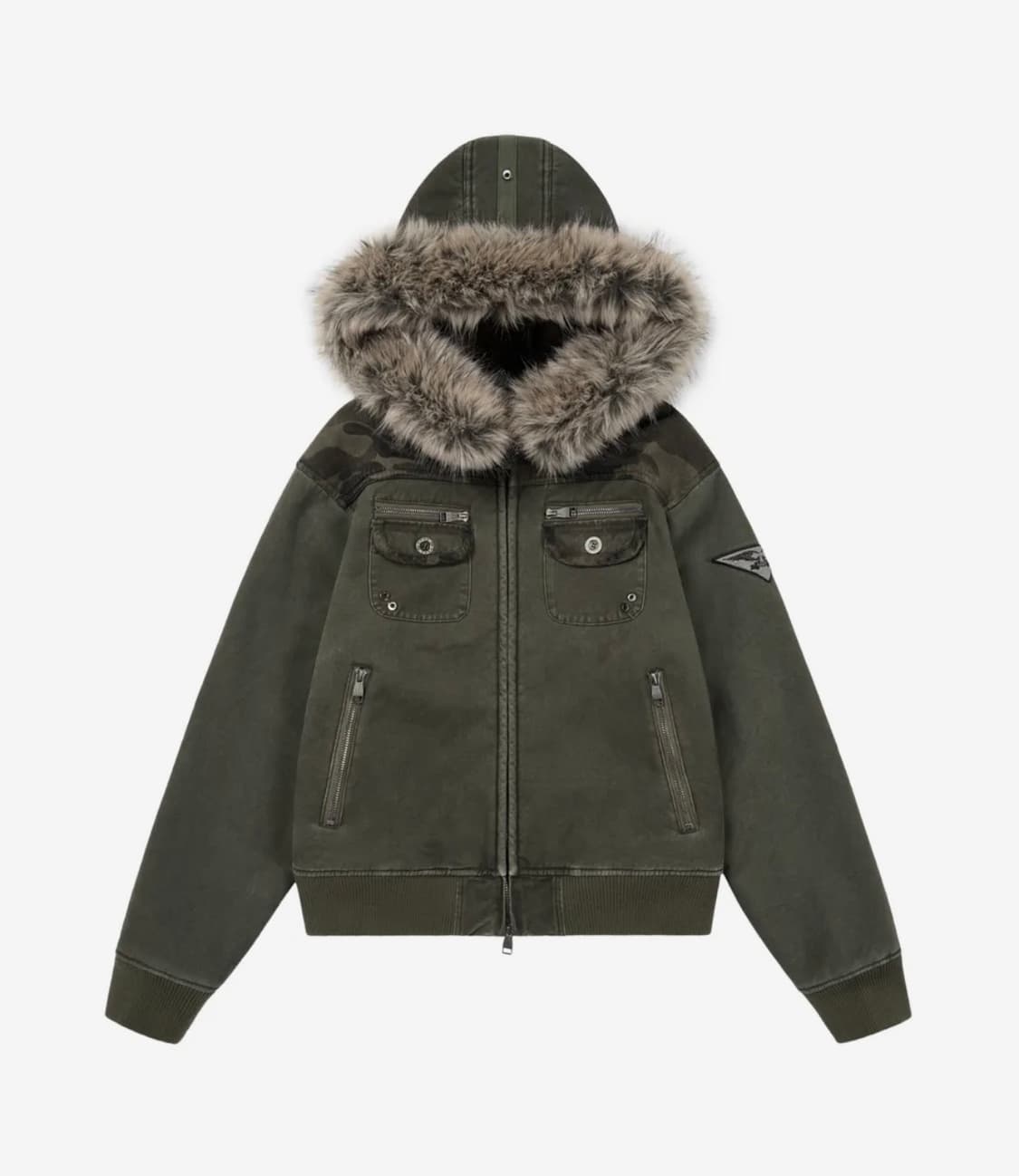 아캄 Fur Camo Contrast Jacket (Khaki) 1번 상품이미지1