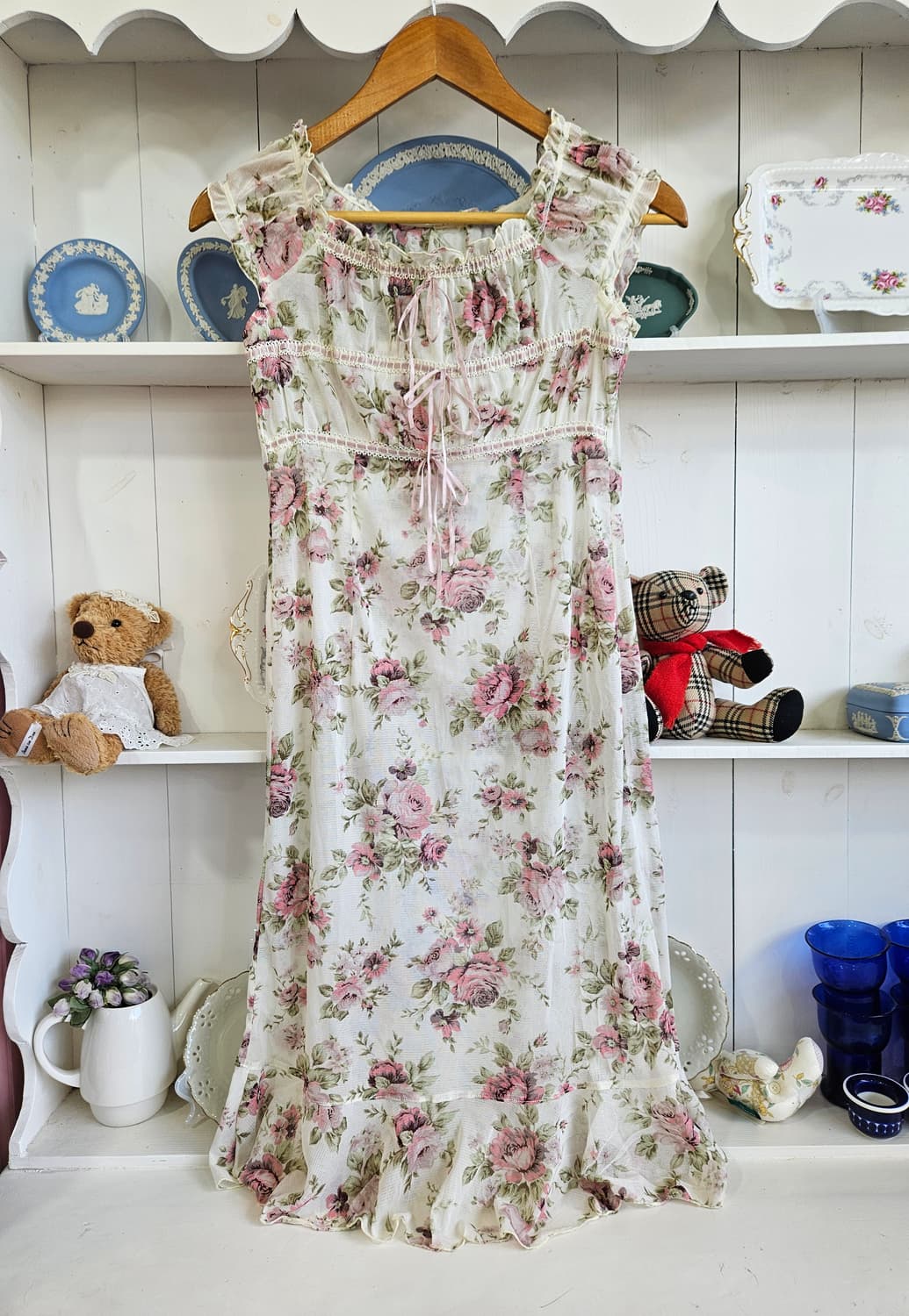 LEST ROSE(레스트로즈) 플라워 쉬폰 레이스 원피스 세트 상품이미지1