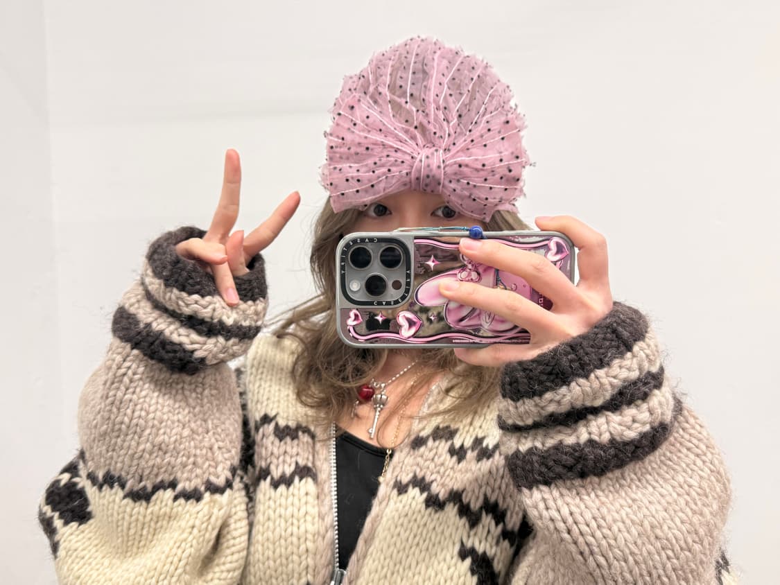 히메 핑크 리본 땡땡이 비니💕 상품이미지2