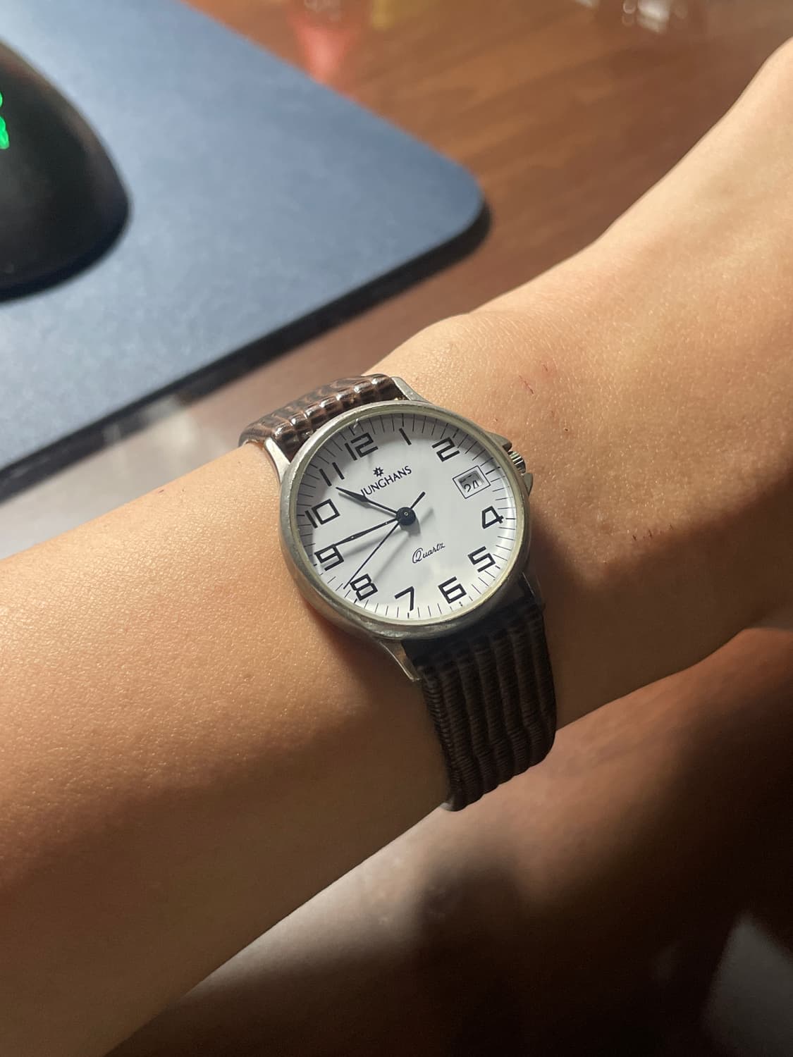 빈티지 융한스 쿼츠 레더 시계 상품이미지6