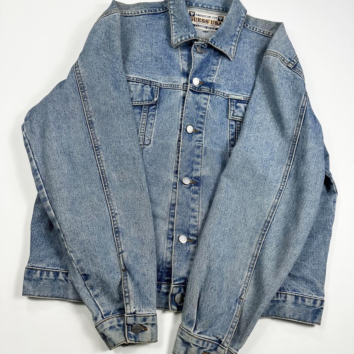 90s 게스 USA 빈티지 오버핏 데님 트러커자켓 XL 상품이미지3