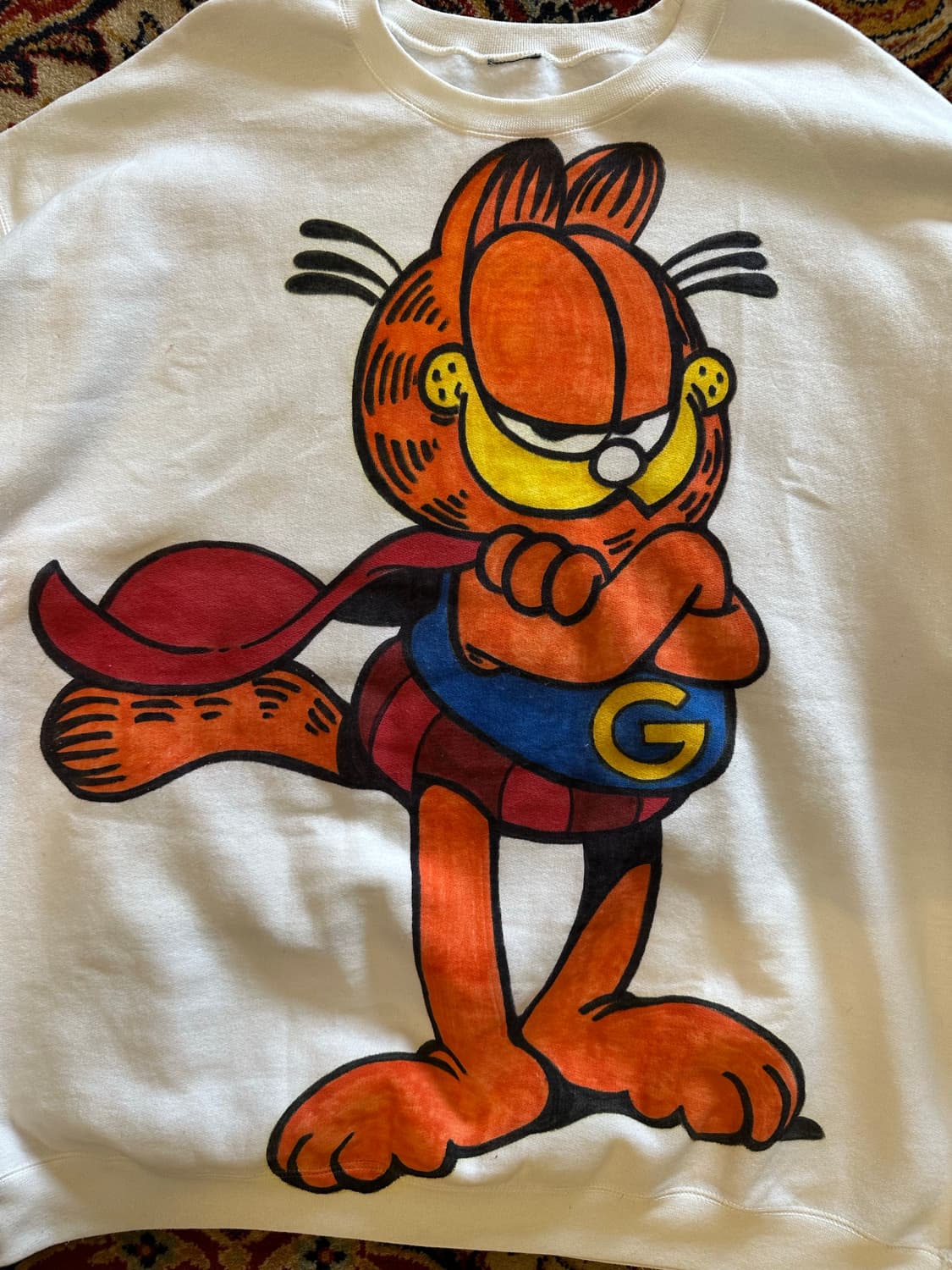 80s 슈퍼 가필드 "핸드페인팅" 아트워크 맨투맨 - XL 상품이미지2