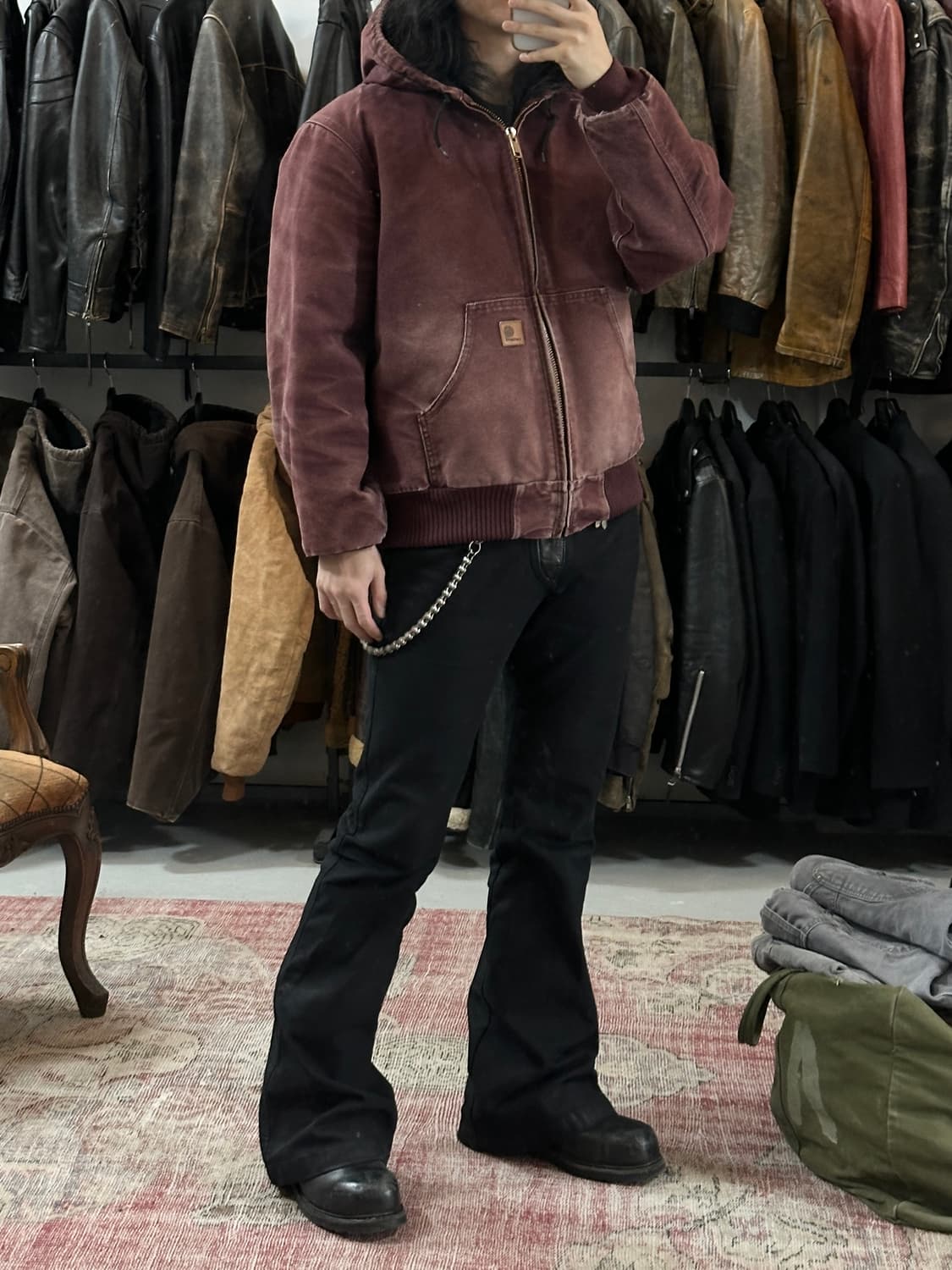 OG 칼하트 J130 액티브 자켓 칼하트 PRT 버건디 상품이미지2