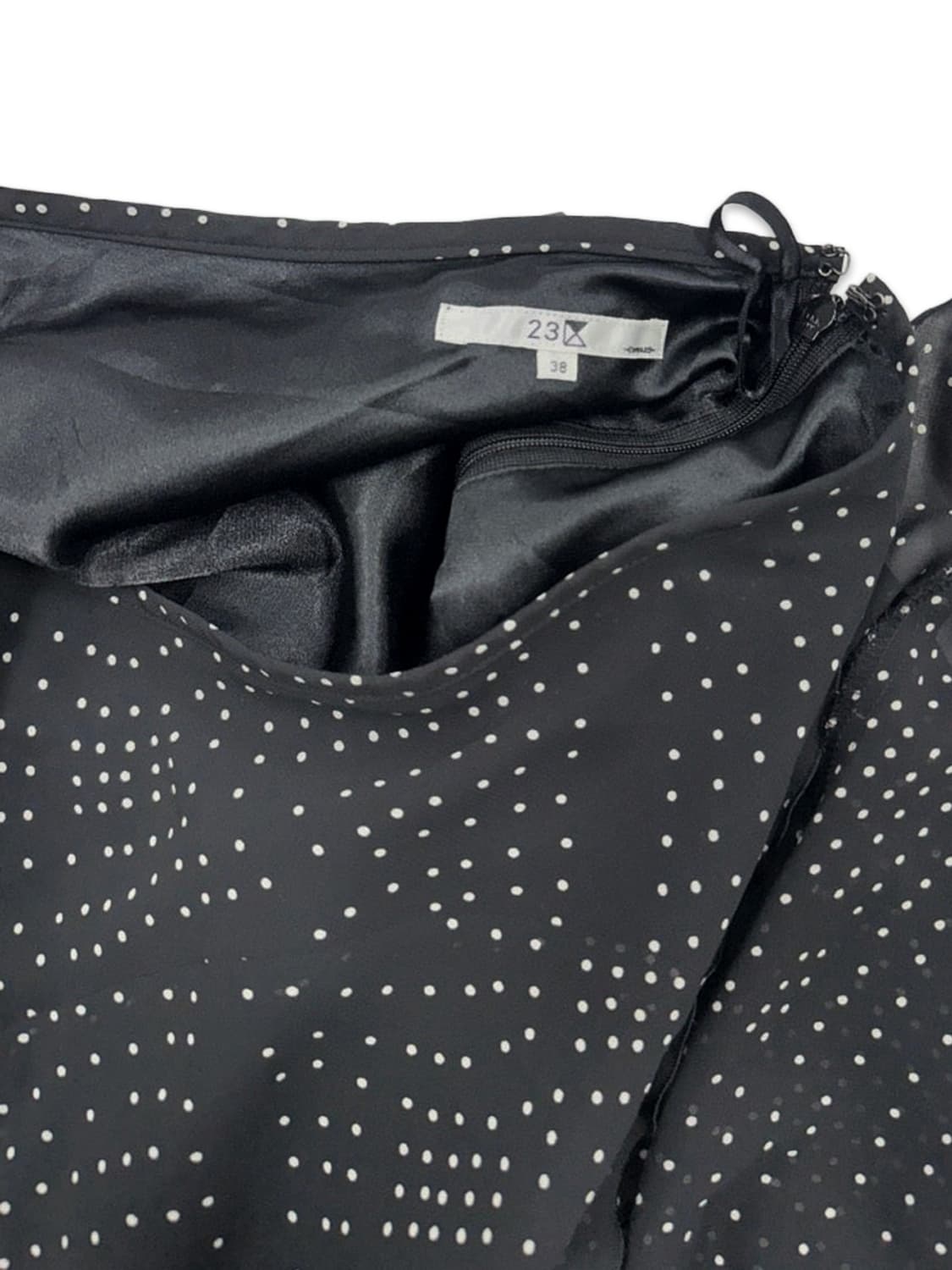 빈티지 블랙 도트 언밸런스 미디 스커트 상품이미지5