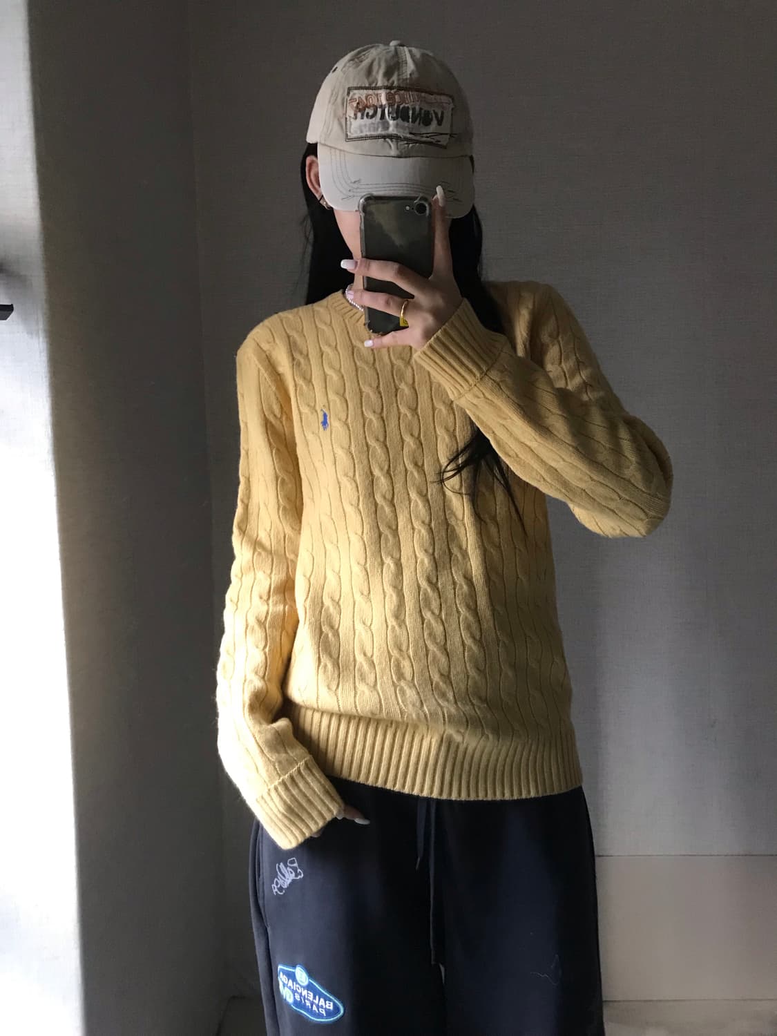 폴로 연노랑 케이블 니트 상품이미지5