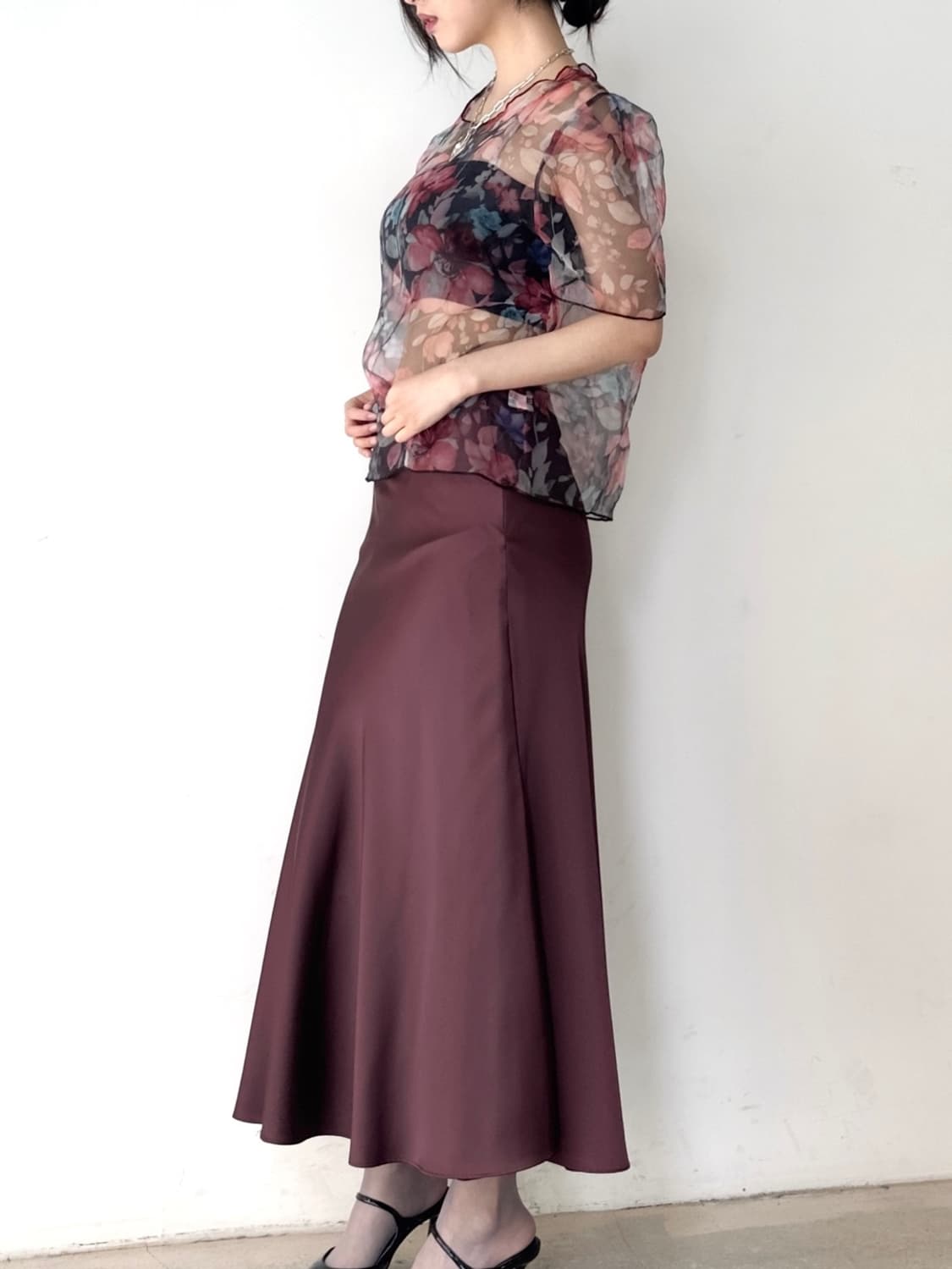 Floral organza layer top 상품이미지2