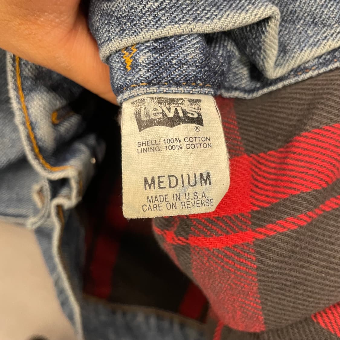 90s 리바이스 Made in USA 체크 라이닝 데님 자켓 상품이미지9