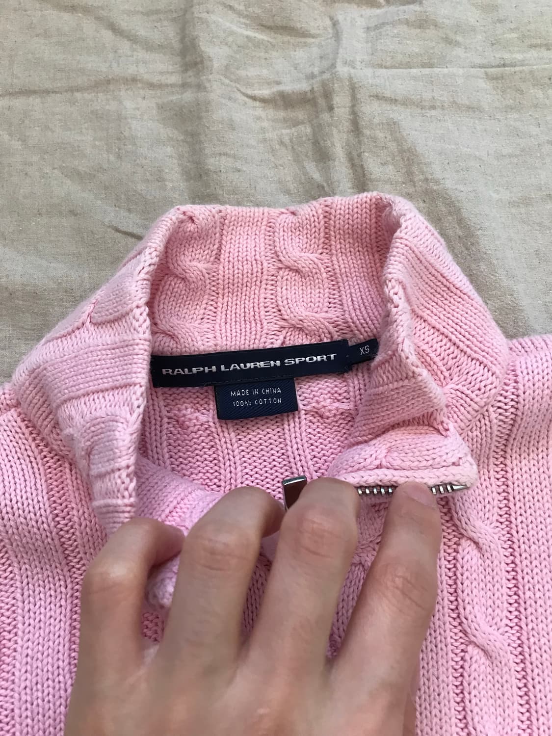폴로 랄프로렌 포니 로고 핑크 케이블 니트집업 상품이미지8
