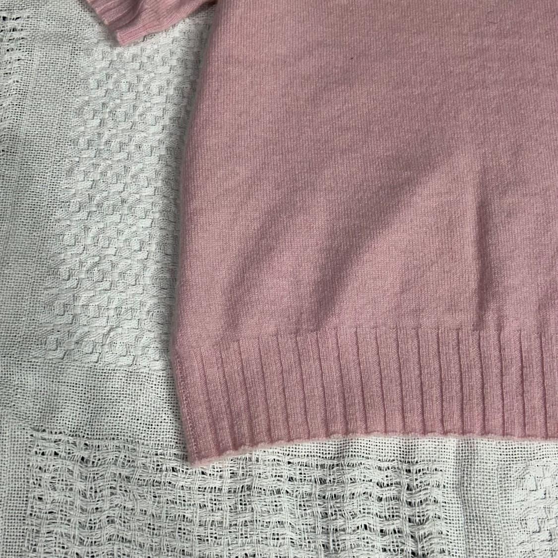 [Courreges] 꾸레쥬 하프넥 캐시미어 핑크 반팔 니트 상품이미지3