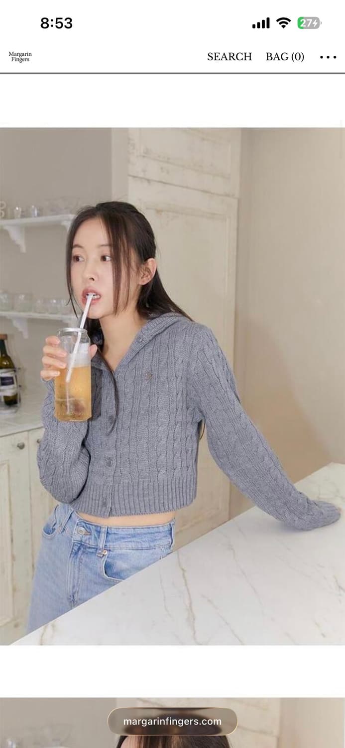 마가린핑거스 후디 케이블 니트 가디건 그레이 상품이미지1