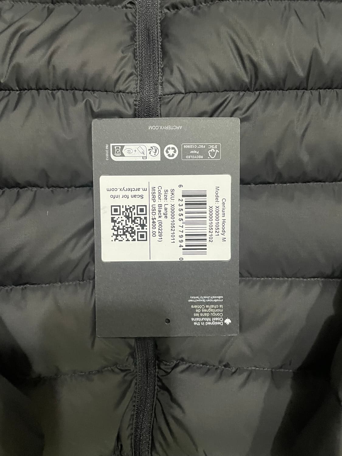 아크테릭스 세륨 후디 블랙 L 상품이미지3