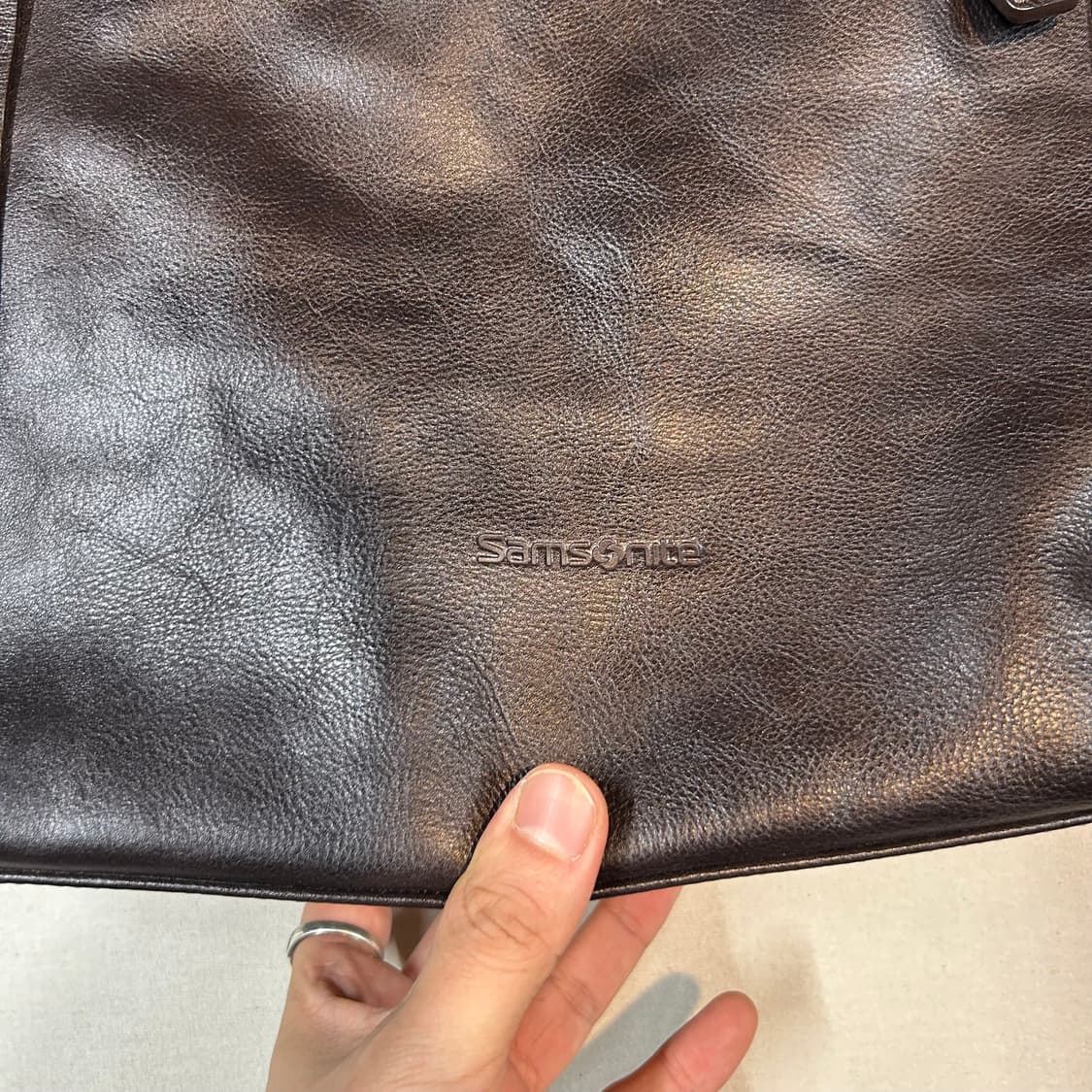 샘소나이트 딥브라운 소가죽 토트백 서류가방 브리프케이스 상품이미지2