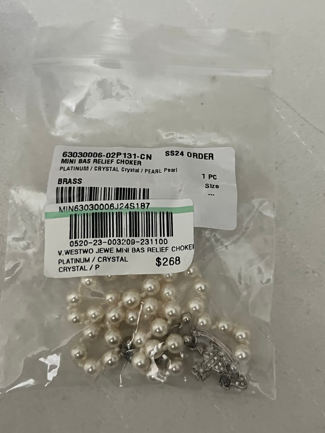 비비안웨스트우드 미니 바스 릴리프 펄 초커 목걸이 상품이미지2