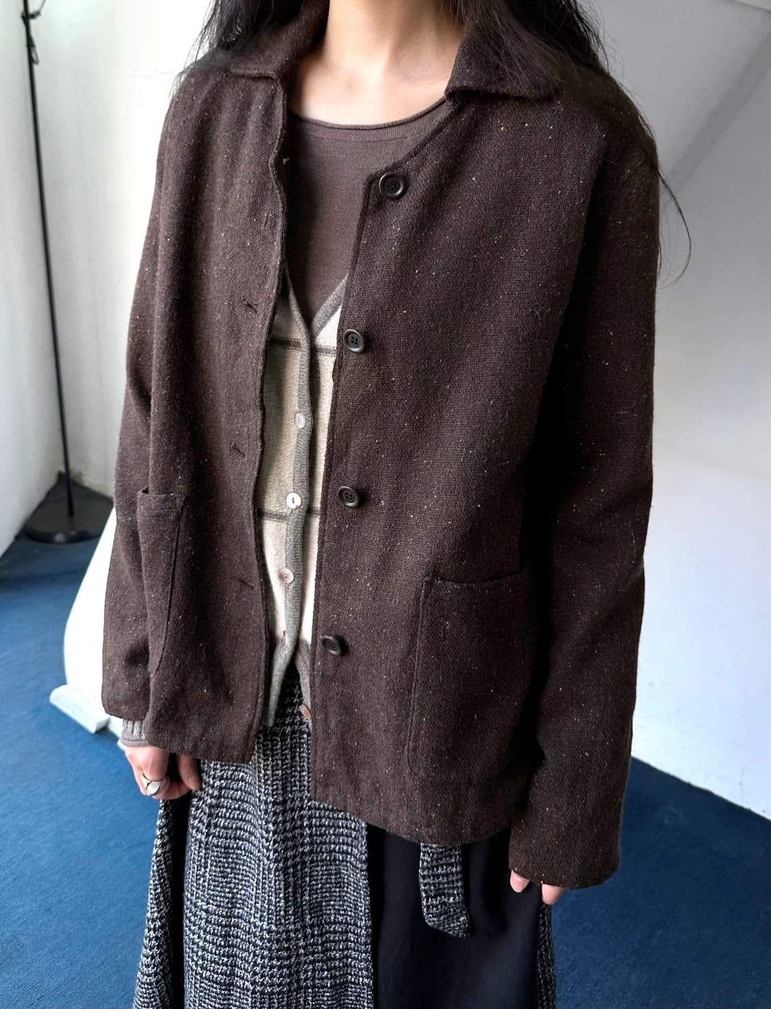 Tweed fabric design collar jacket 상품이미지1