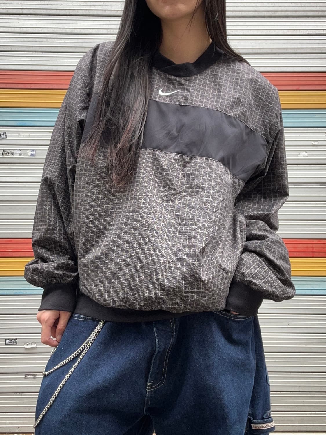 90s NIKE 올드스쿨 체크블랙 웜업 상품이미지1