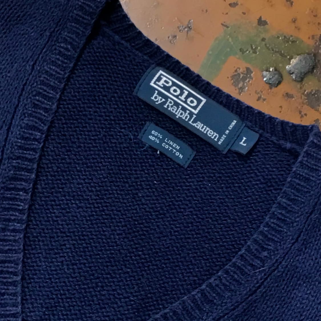 폴로랄프로렌 코튼 린넨 브이넥 네이비 니트 조끼 남성 105  상품이미지4