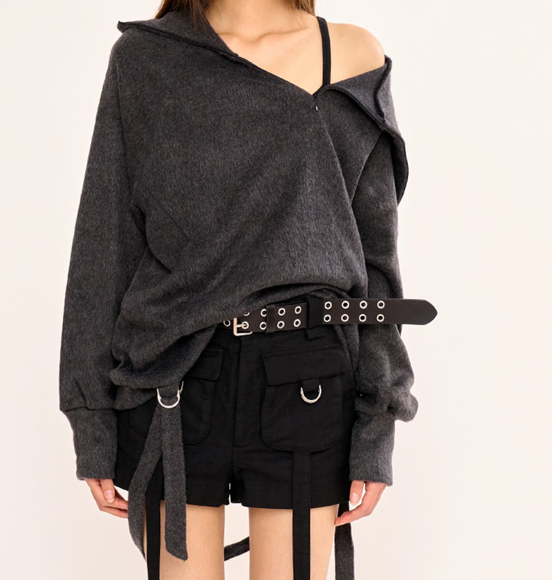 판영 헤어리 집플립 풀오버 니트 상품이미지1