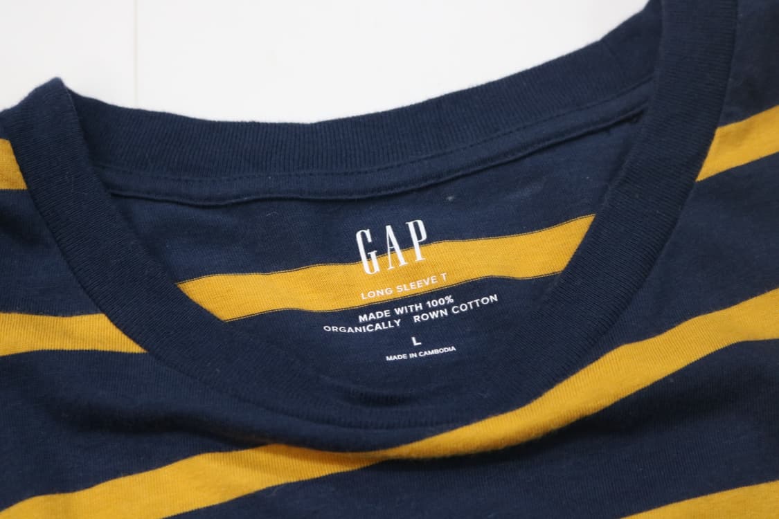 GAP 갭 오가닉 코튼 네이비 옐로우 스트라이프 롱 슬리브 티셔츠 (L) 상품이미지5