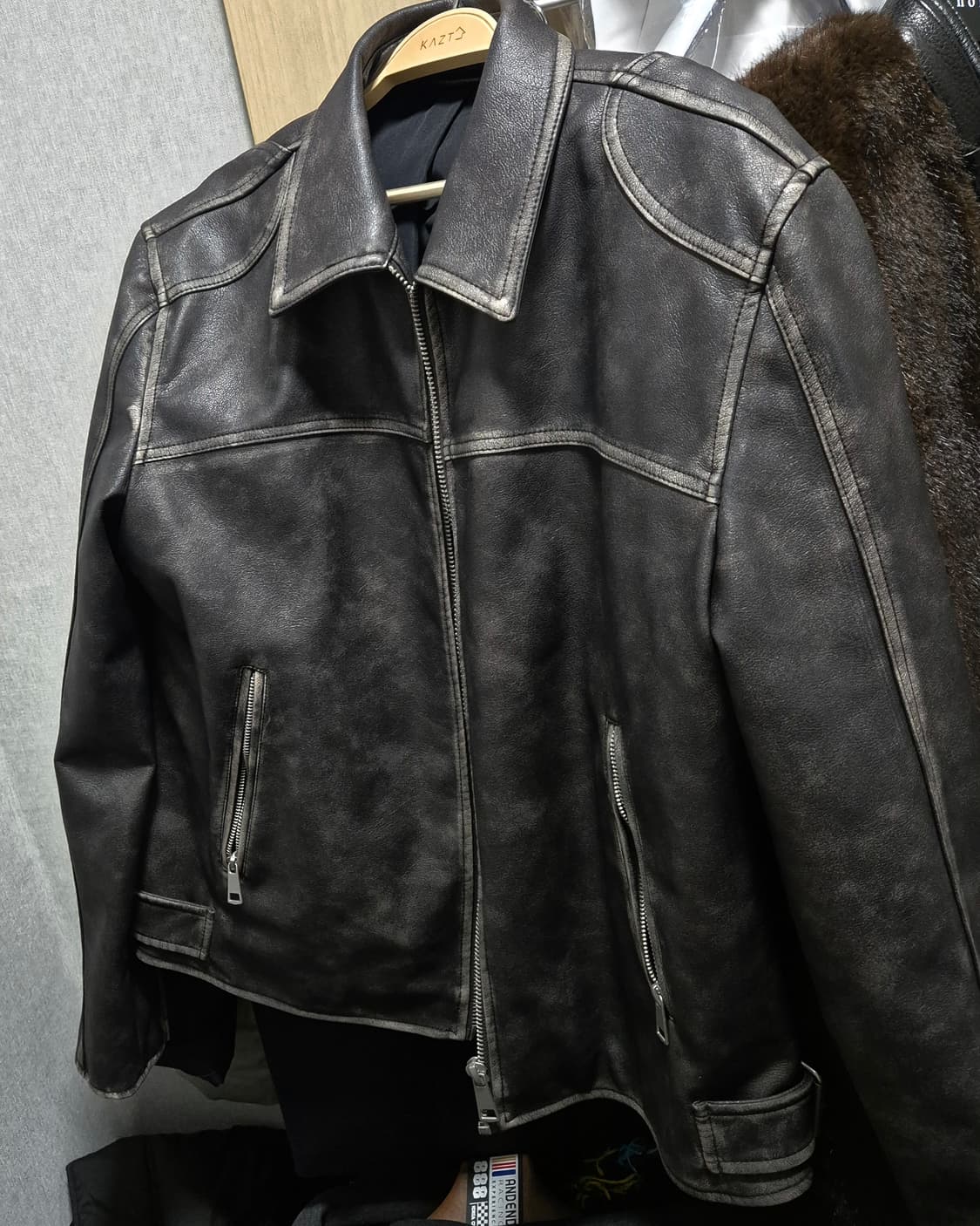 zara 자라 워싱 레더 가죽자켓  XL 사이즈 상품이미지2
