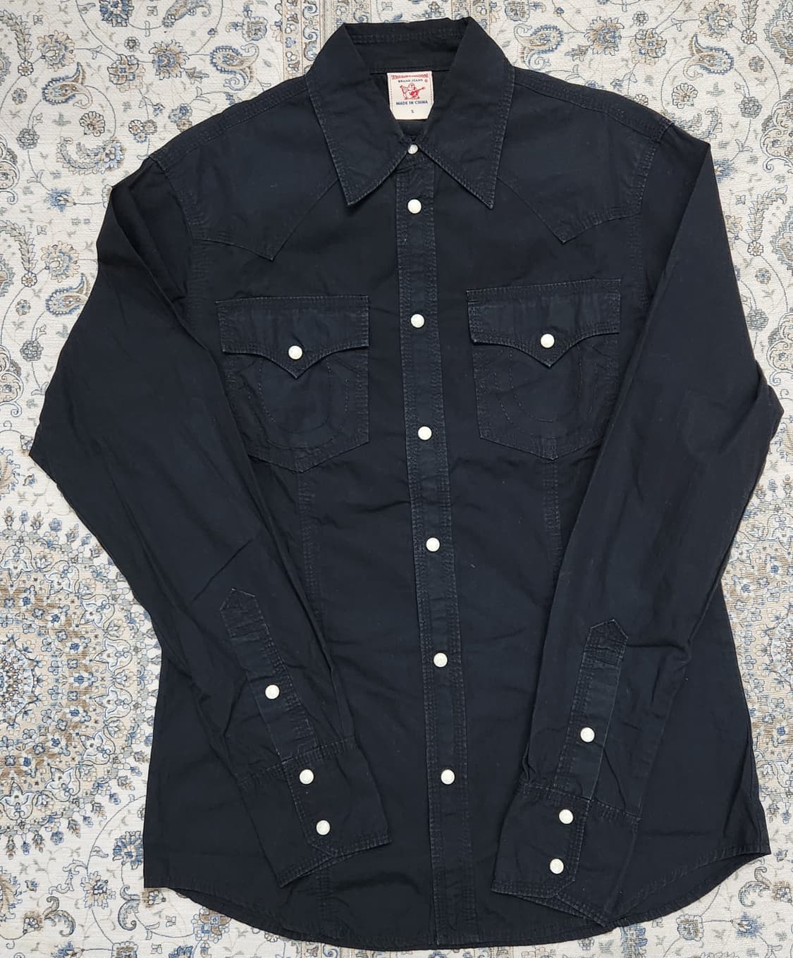 트루릴리젼 블랙 웨스턴 뒷판 나염 셔츠 S 상품이미지1