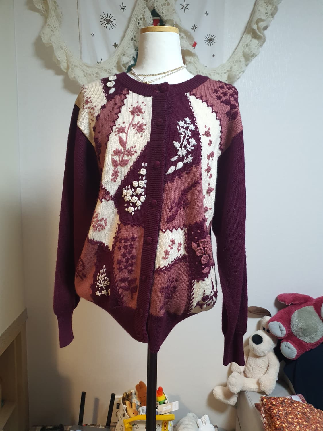 [모리걸] 빈티지 플라워 자수 가디건 일본빈티지 상품이미지1