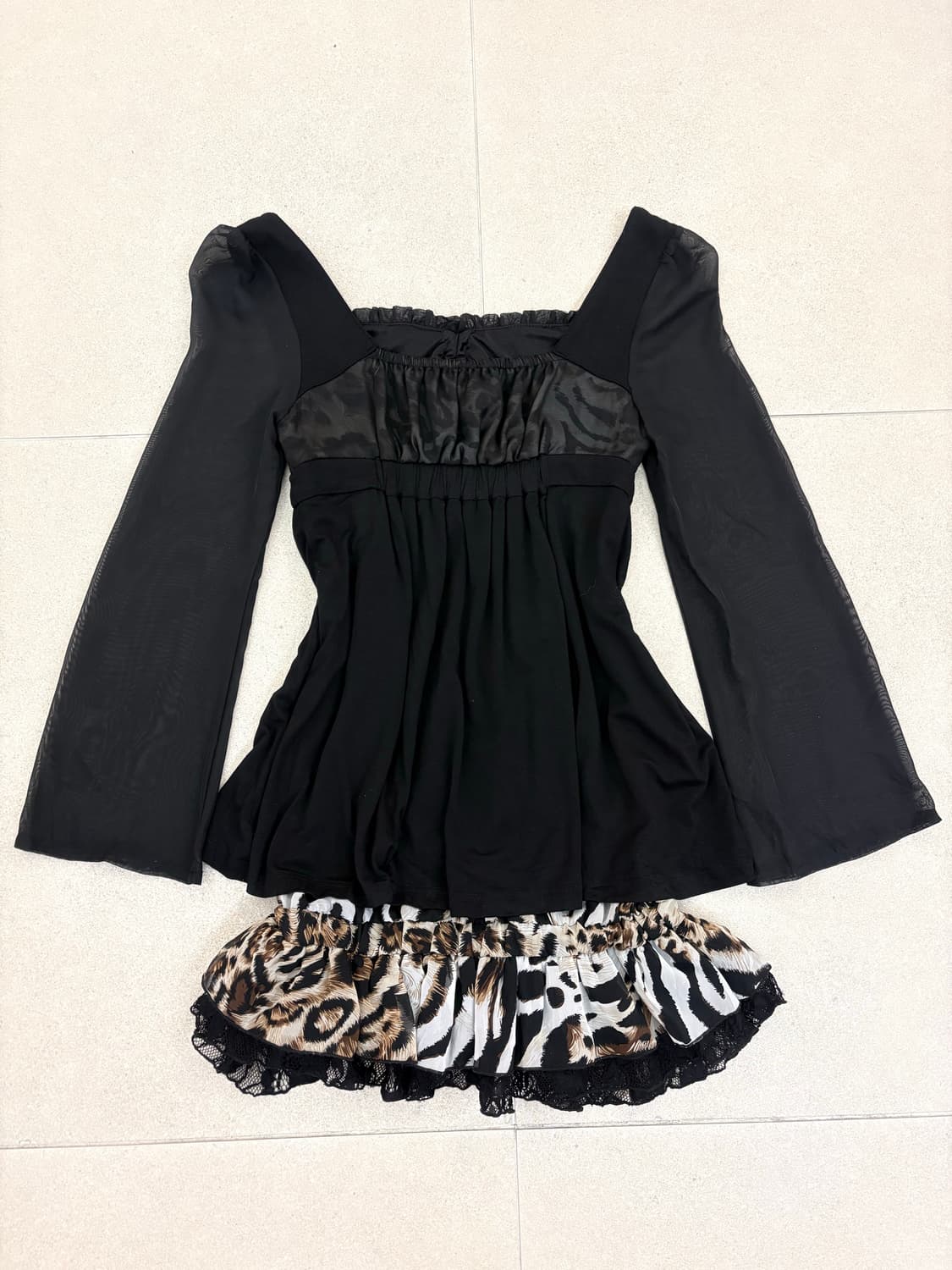 블랙 레오파드 시스루 원피스 상품이미지7