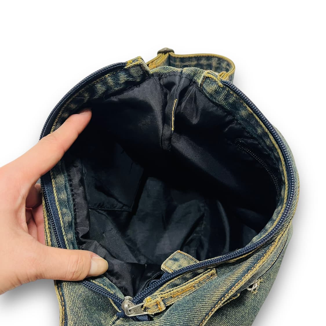 ES-CARTE y2k 다잉 워시드 데님 빈티지 크로스백 상품이미지6