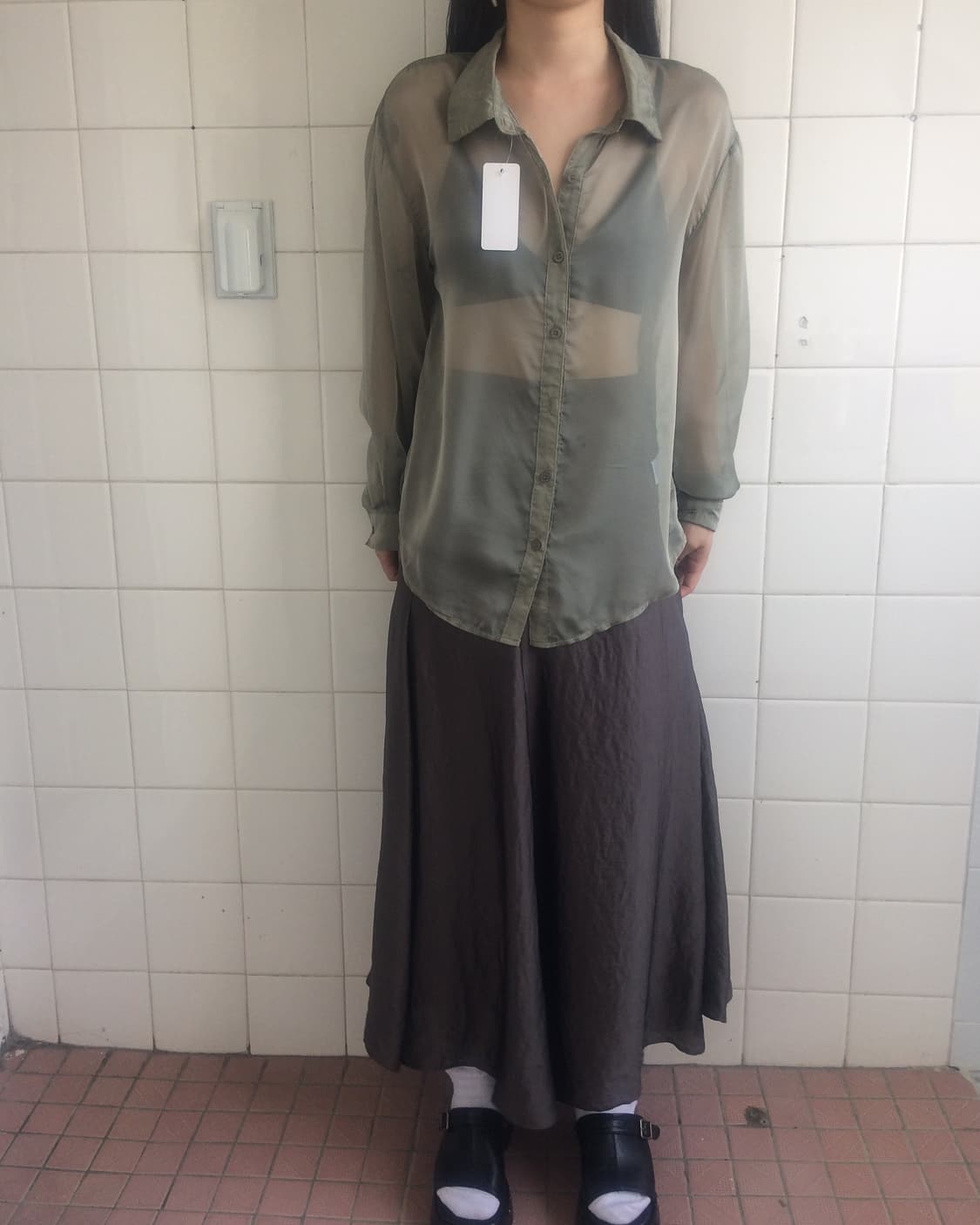 Glossy long skirt 상품이미지5
