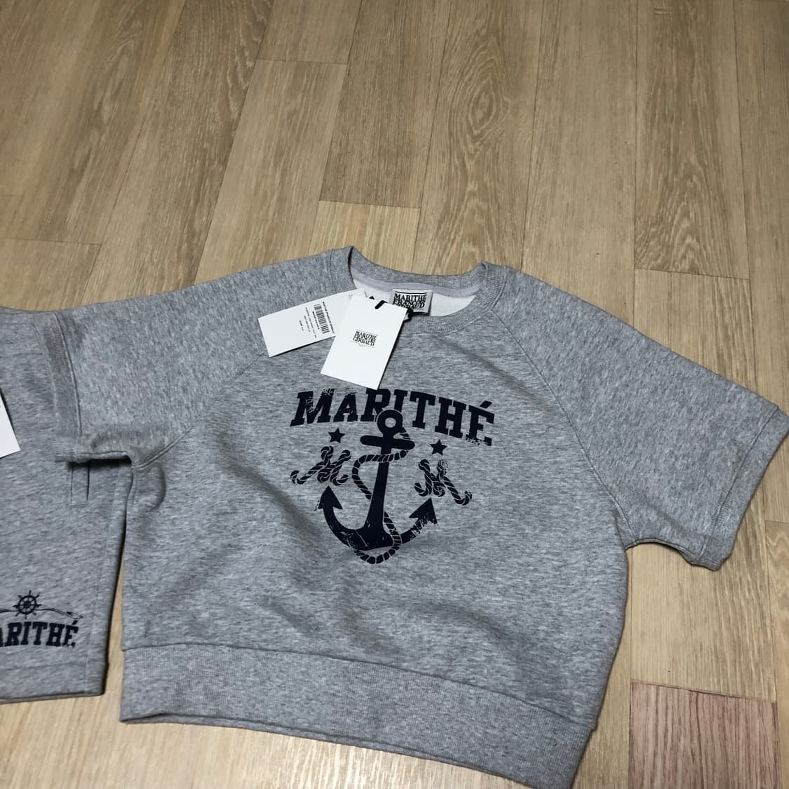 (S) 새상품 마리떼 프랑소와 저버 W 마린 로고 스웨트 셔츠 팬츠 세트 상품이미지3