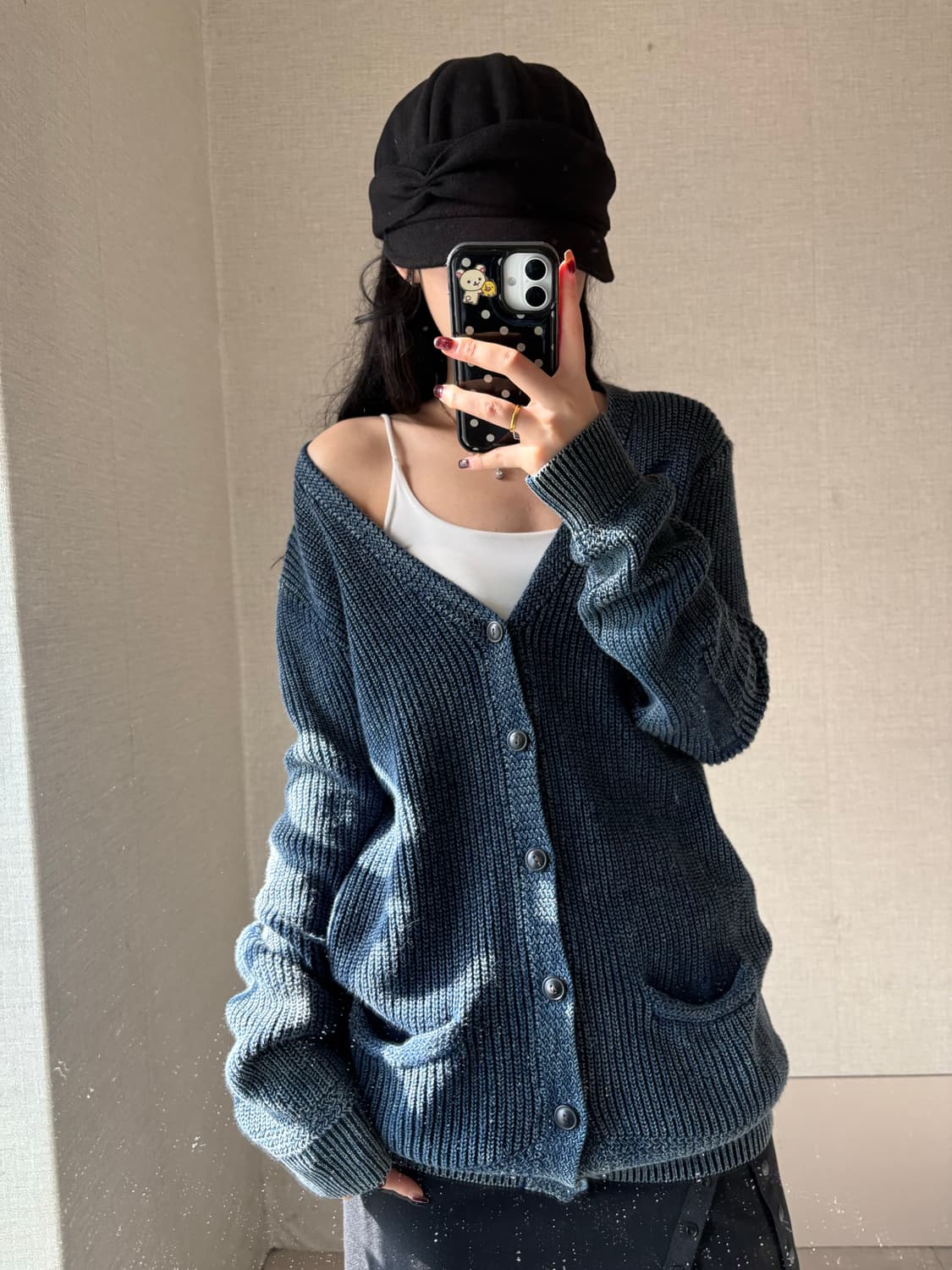 폴로 워시드 네이비 니트 가디건 상품이미지1