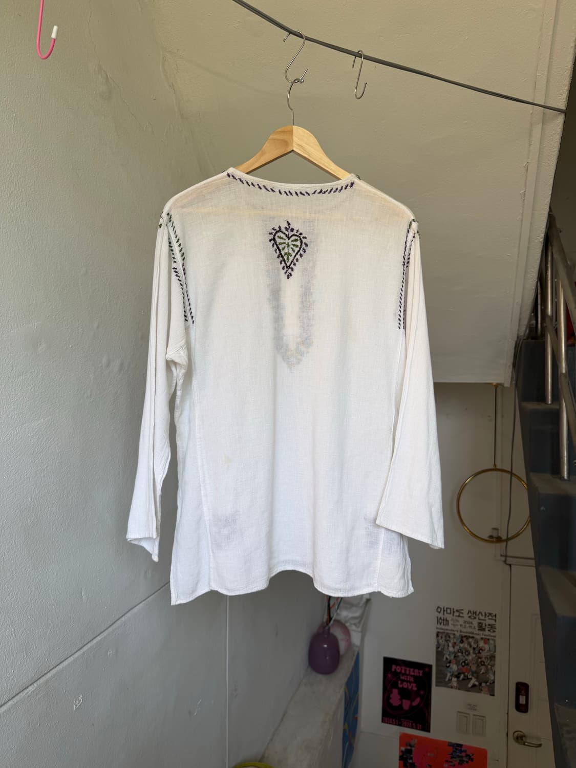 에스닉 자수 롱 거즈 하프 슬리브 상품이미지5