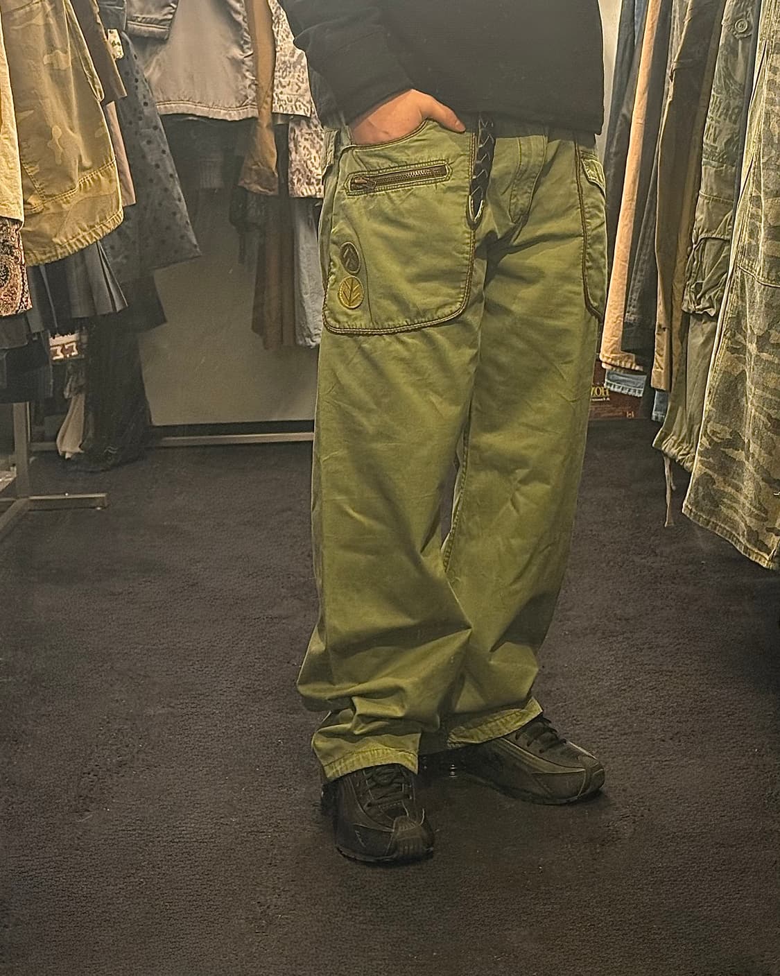 A.KURTZ 일본 밀리터리 워크 팬츠 멀티 포켓 카키 가죽 브라운 38 상품이미지1