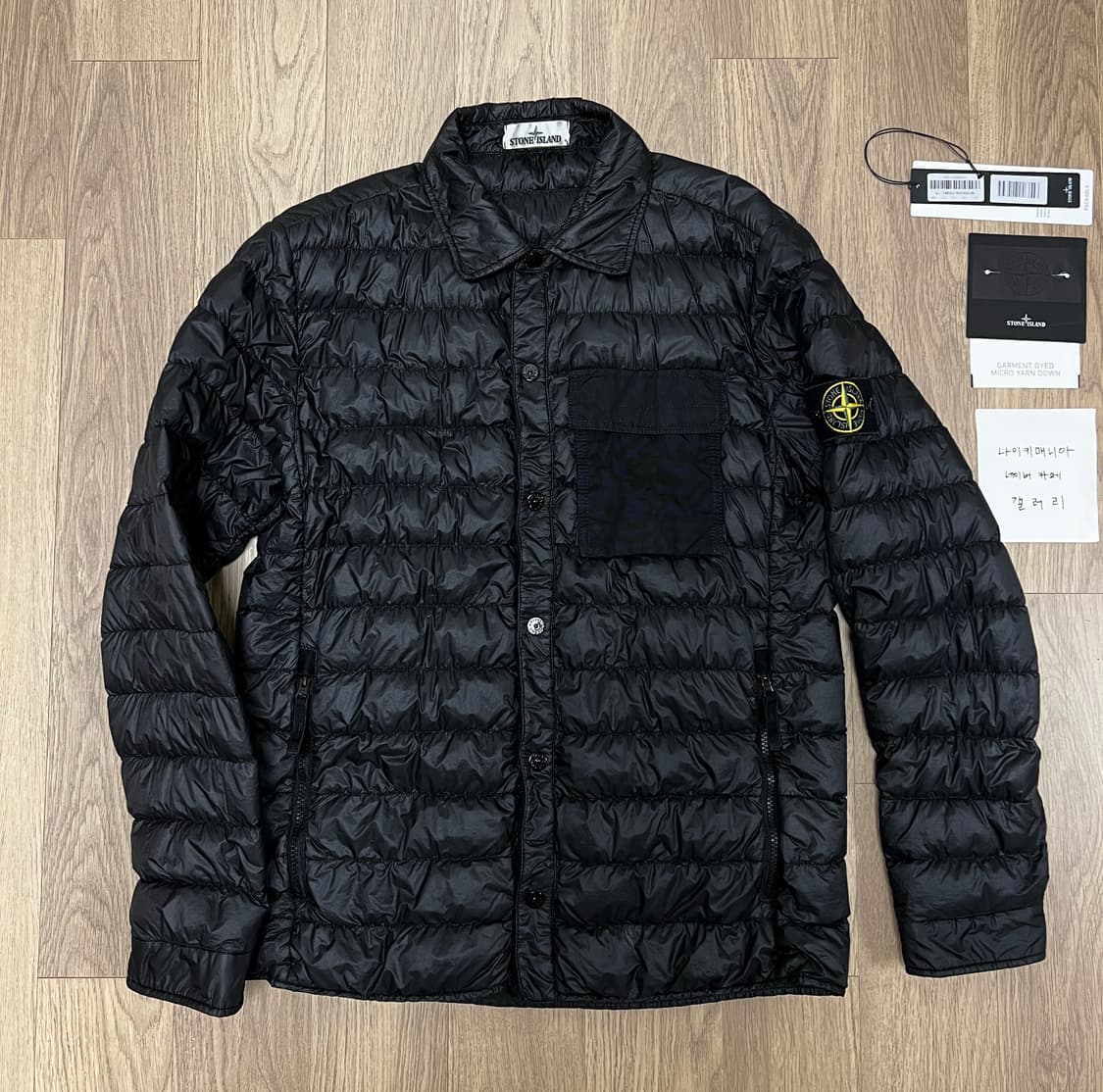 [L] 스톤아일랜드 가먼트 다이드 마이크로얀 다운 셔츠 블랙 상품이미지4