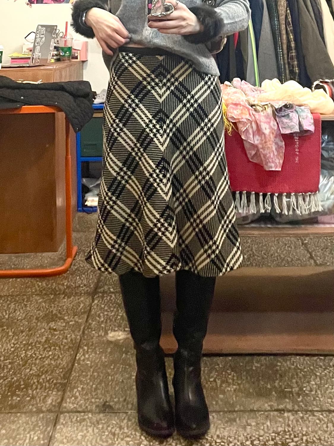 체크 미디 스커트 [무배] 상품이미지2