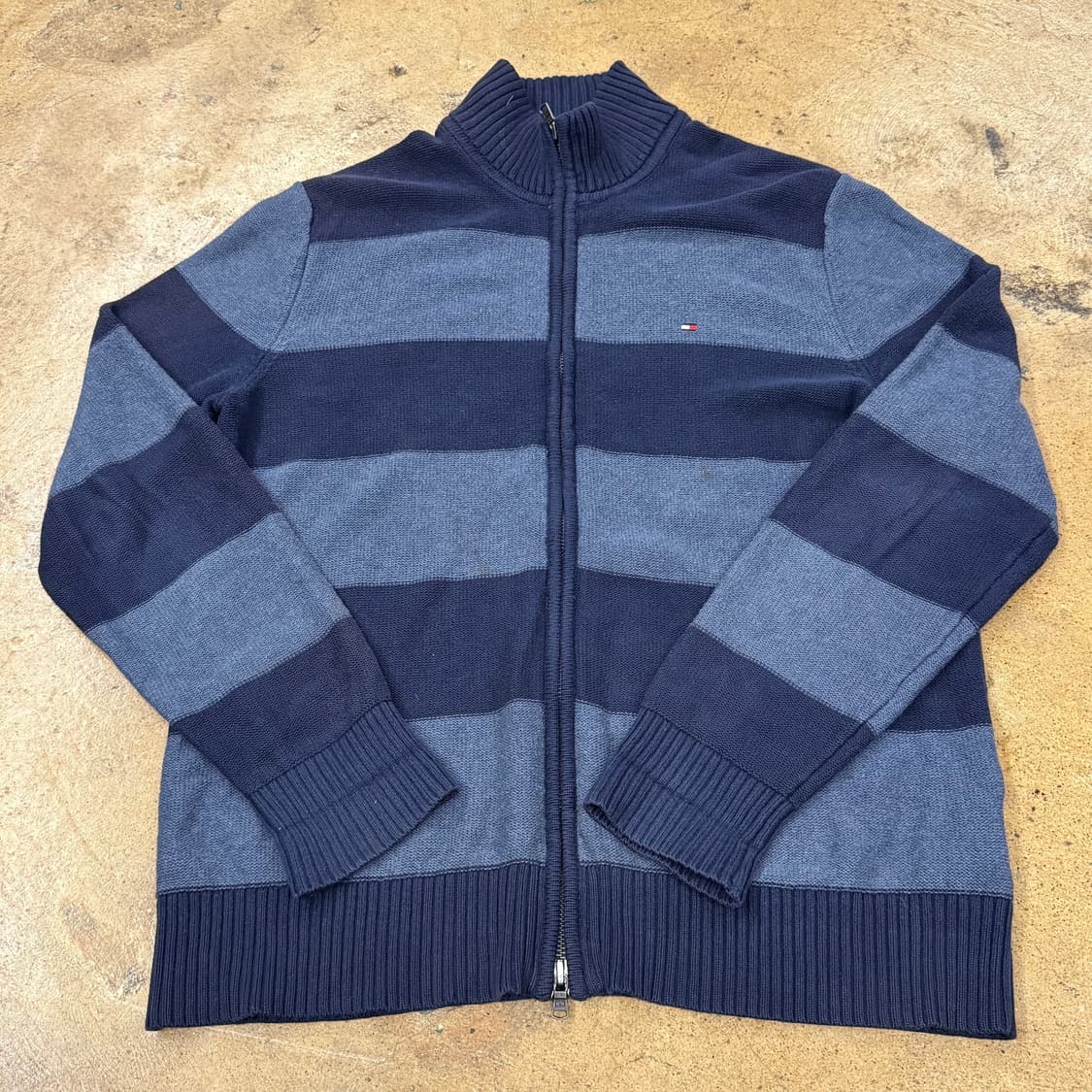 [정품/M] 타미힐피거 스트라이프 집업 니트 블루 b15 상품이미지2