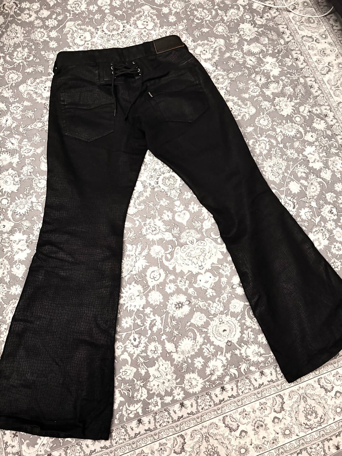Python embossed leather flare pants 상품이미지2