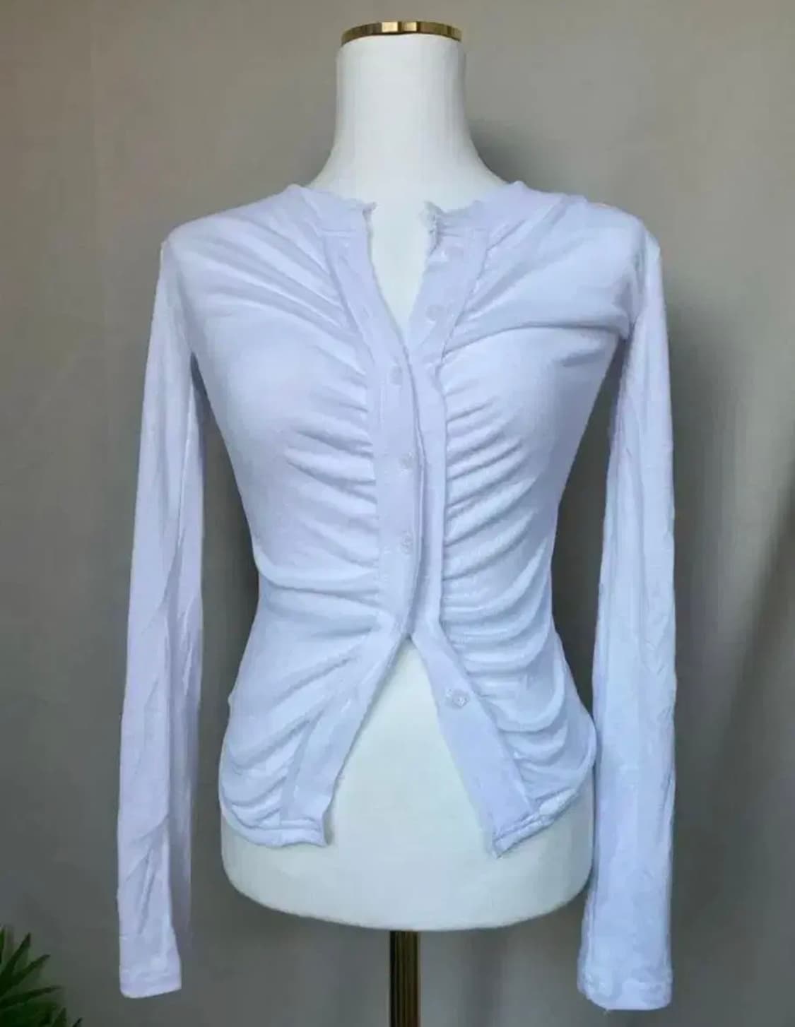 미젬므 슬림타잇티 아이보리, 셔링티, 셔링 티셔츠, 셔링 가디건 상품이미지6