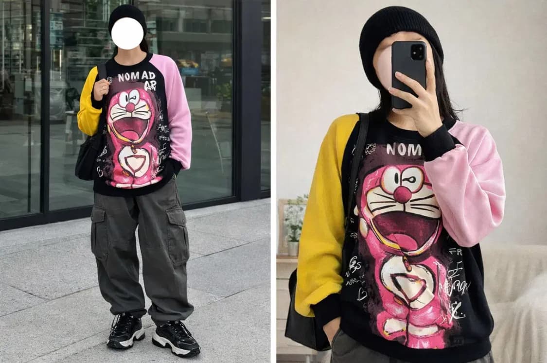 ARIAVIGA × UMHK 콜라보 그래픽 맨투맨/배색오버핏 상품이미지1