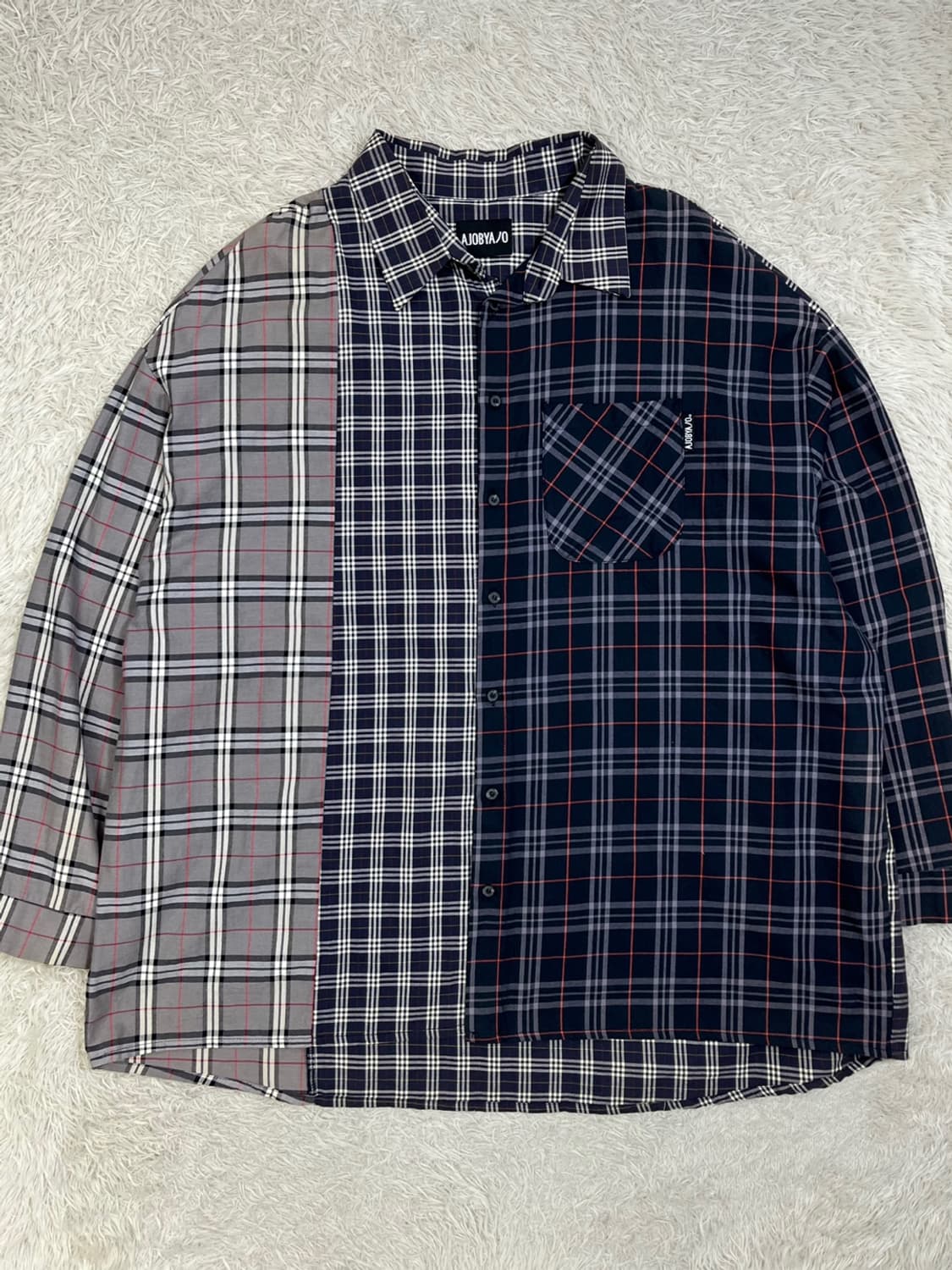 아조바이아조 오버핏 체크믹스 셔츠/#2642 상품이미지1